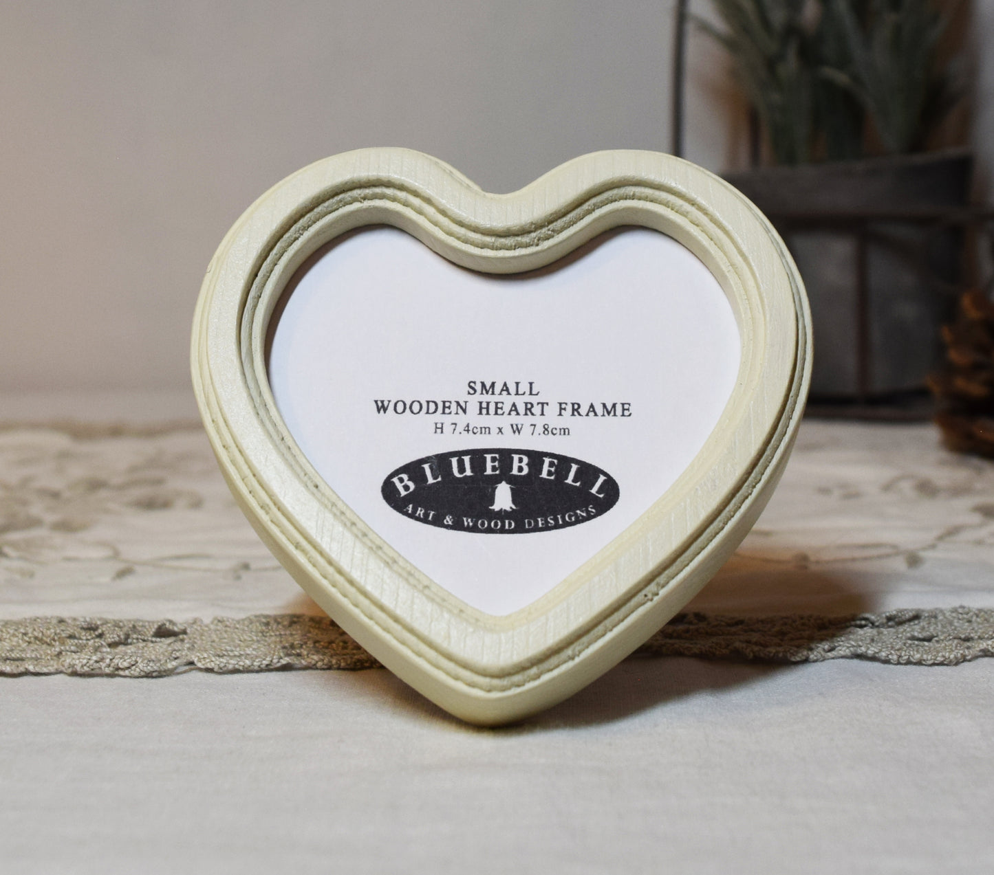 Ivory 3" x 3" Heart Handmade Wooden Photo Picture Frame