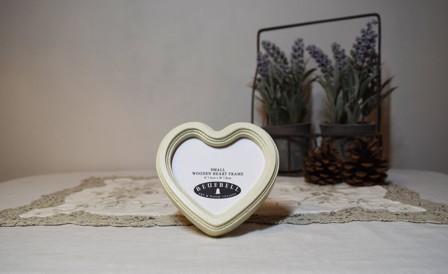Ivory 3" x 3" Heart Handmade Wooden Photo Picture Frame