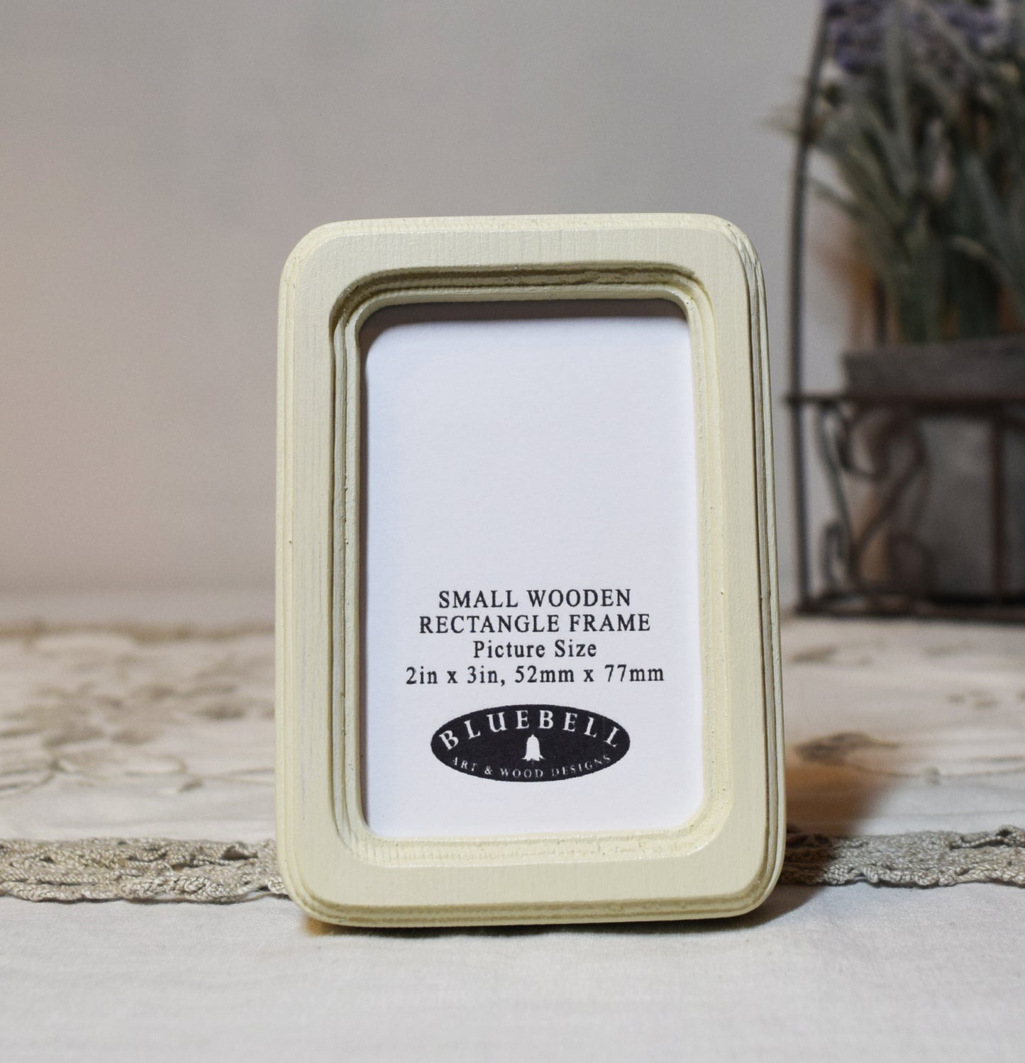 Ivory 2" x 3" Rectangle Handmade Wooden Photo Picture Frame