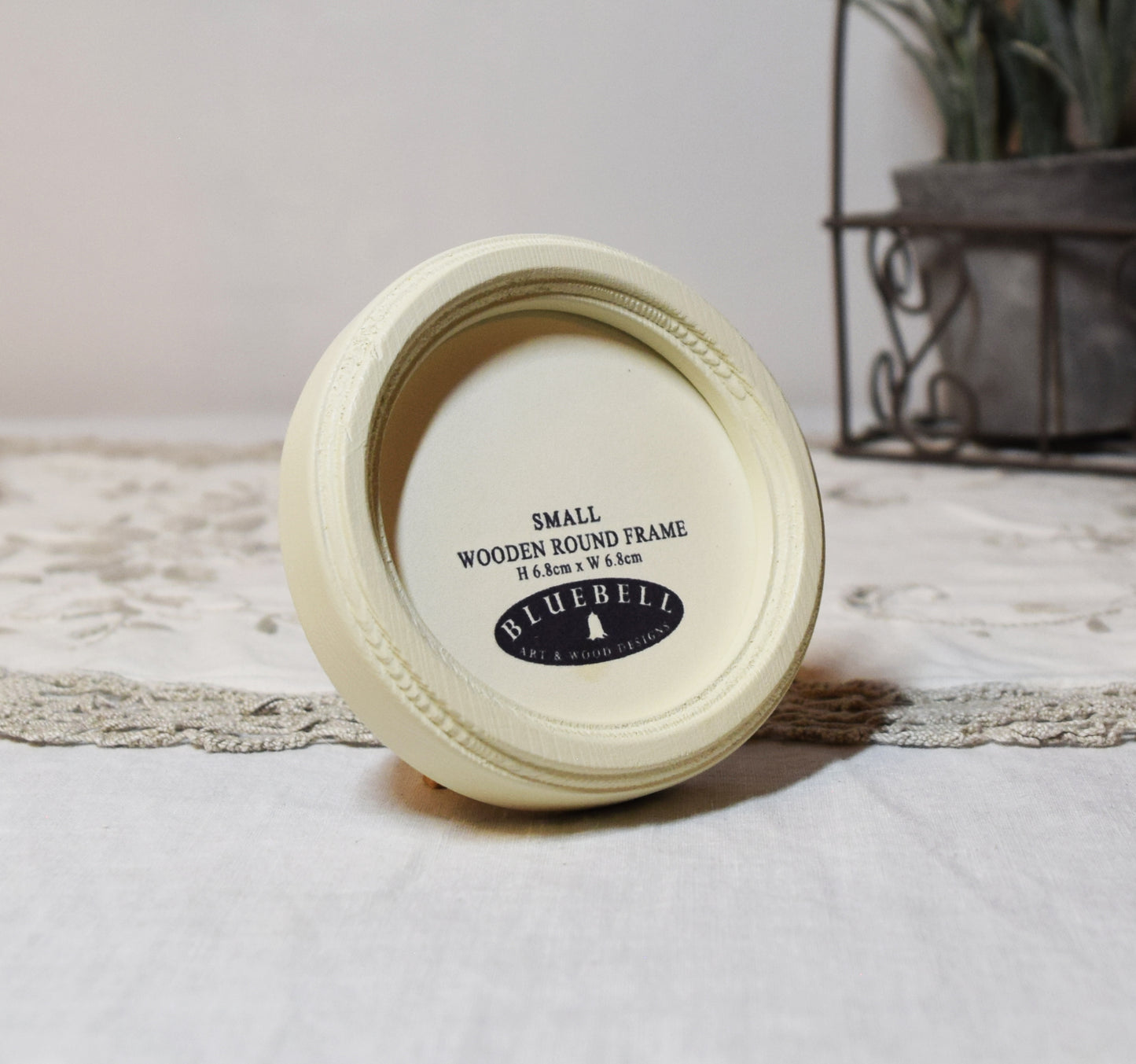 Ivory 2.5" x 2.5" Round Handmade Wooden Photo Picture Frame