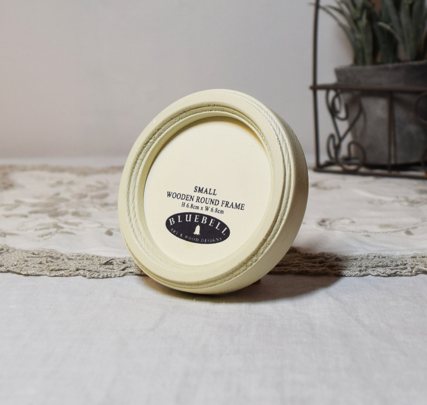 Ivory 2.5" x 2.5" Round Handmade Wooden Photo Picture Frame