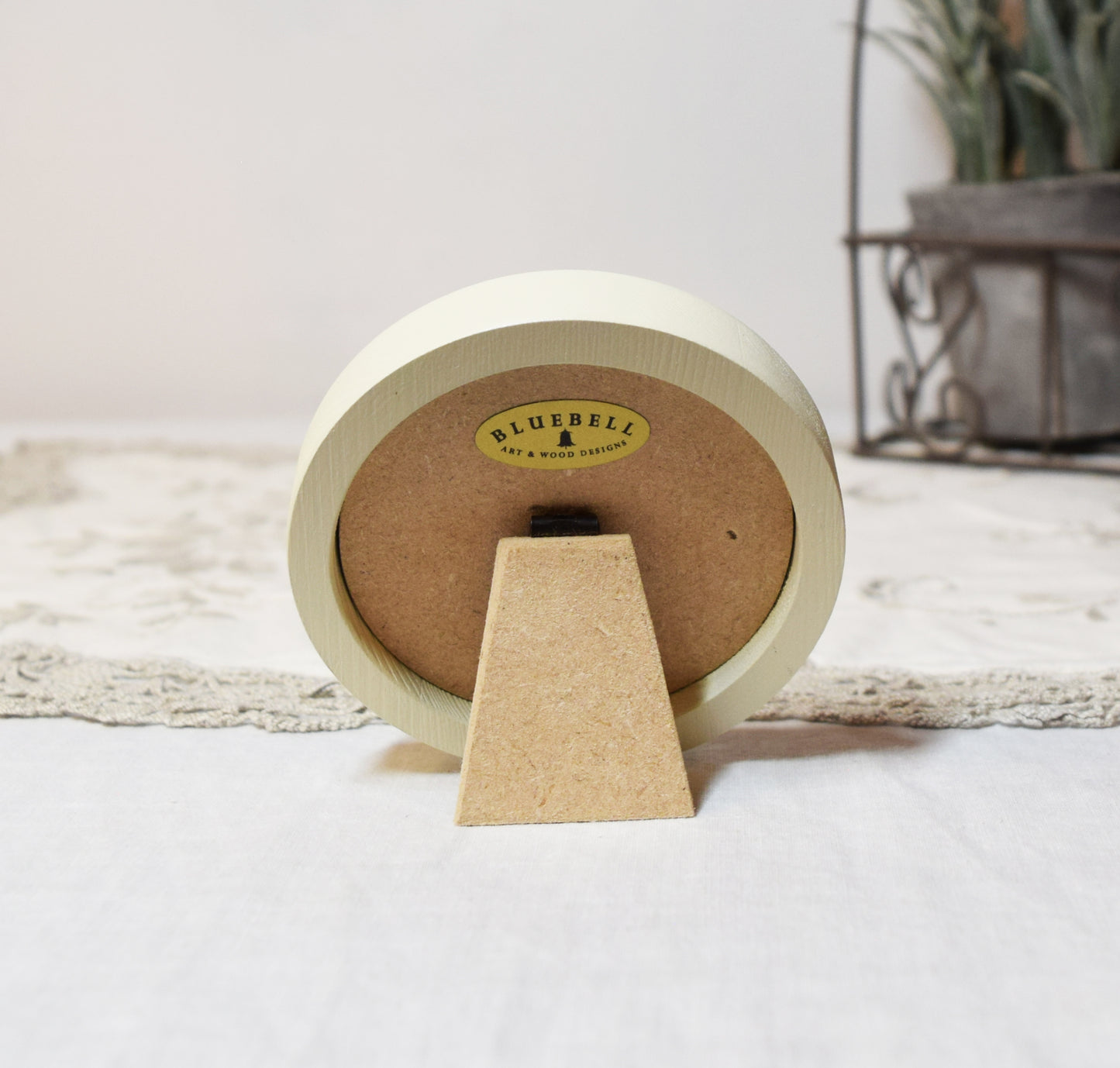 Ivory 2.5" x 2.5" Round Handmade Wooden Photo Picture Frame