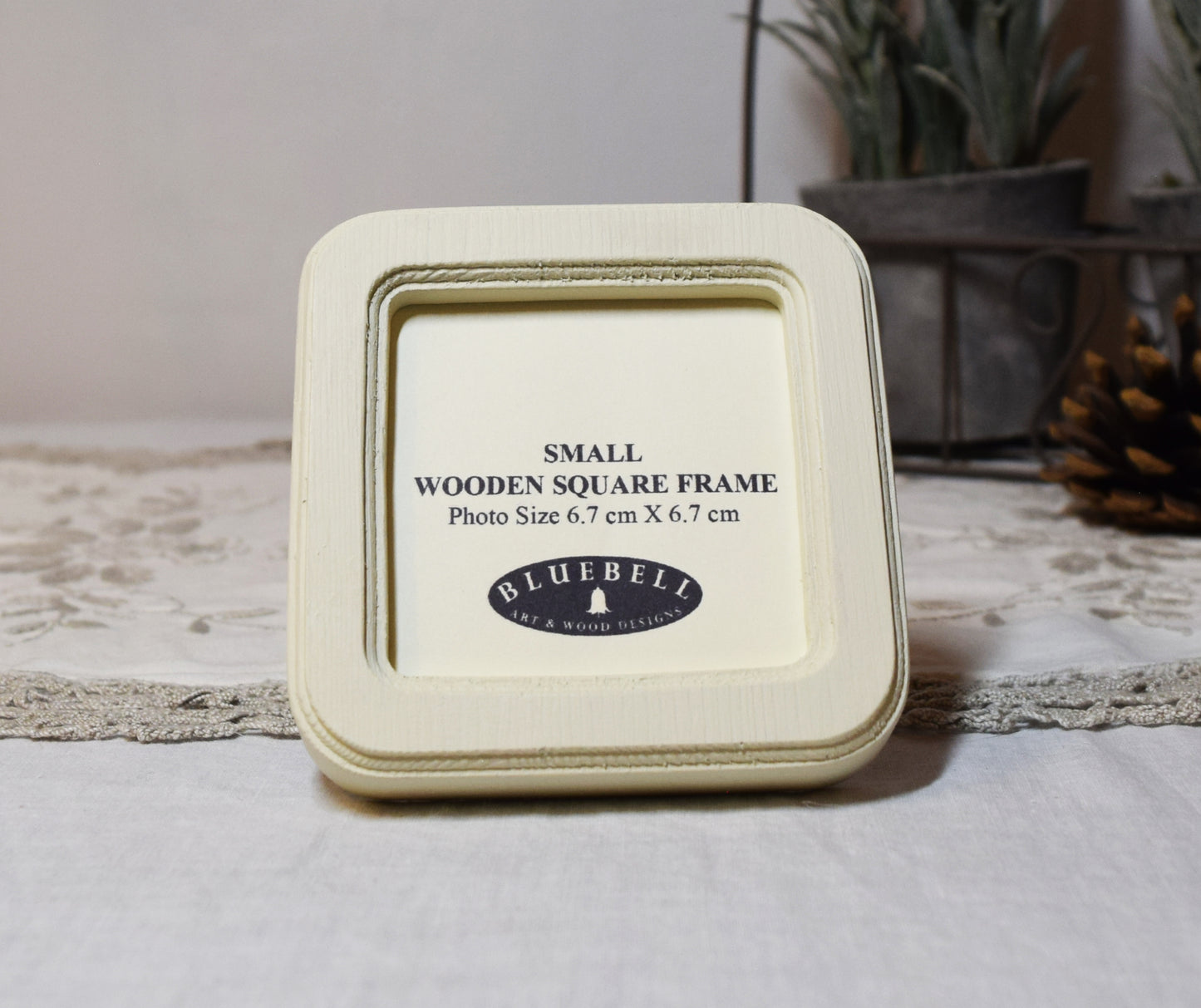 Ivory 4" x 4" Square Handmade Wooden Photo Picture Frame