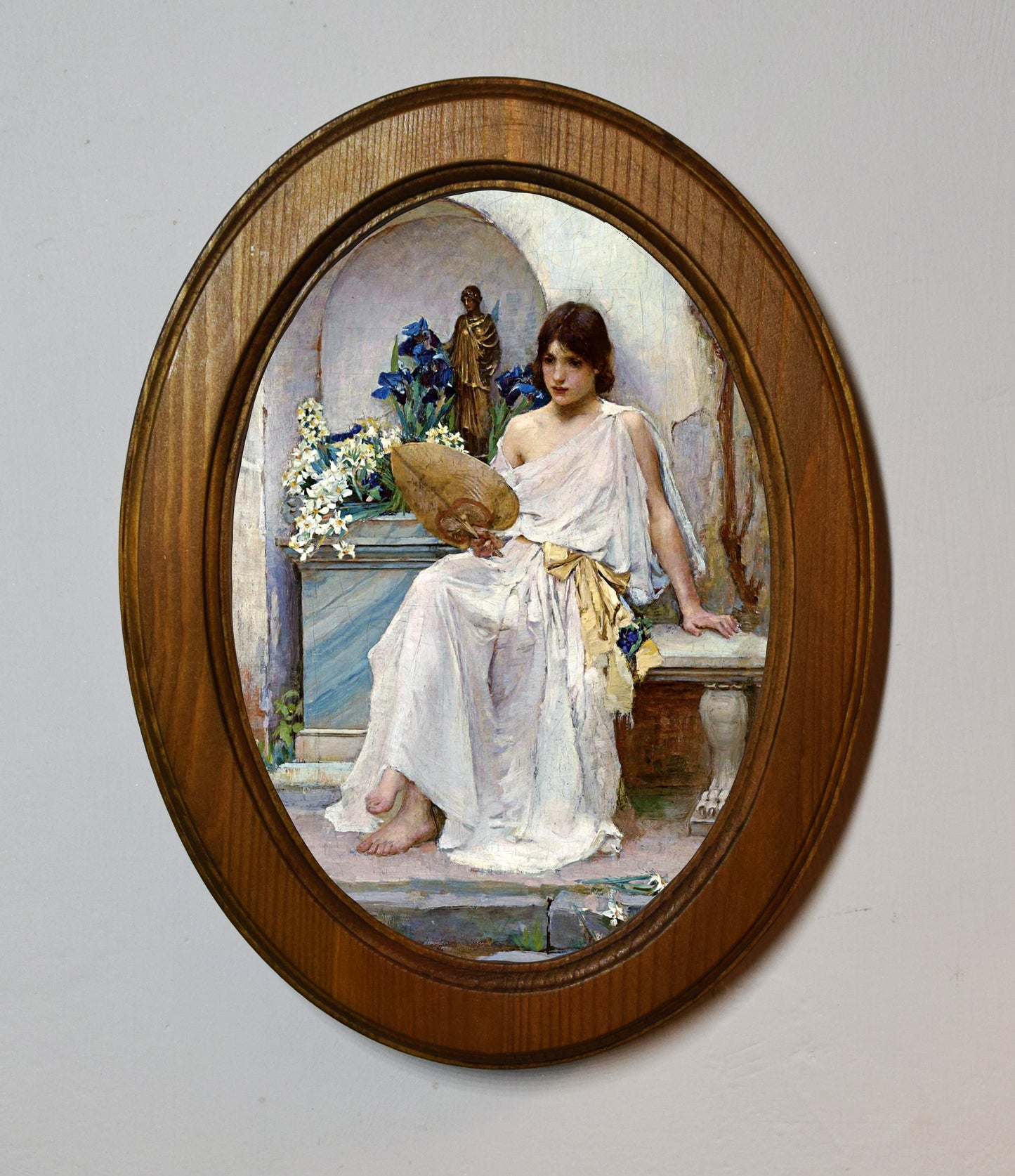 John William Waterhouse Flora 4" x 6" Oval Wooden Framed Classic Art Print