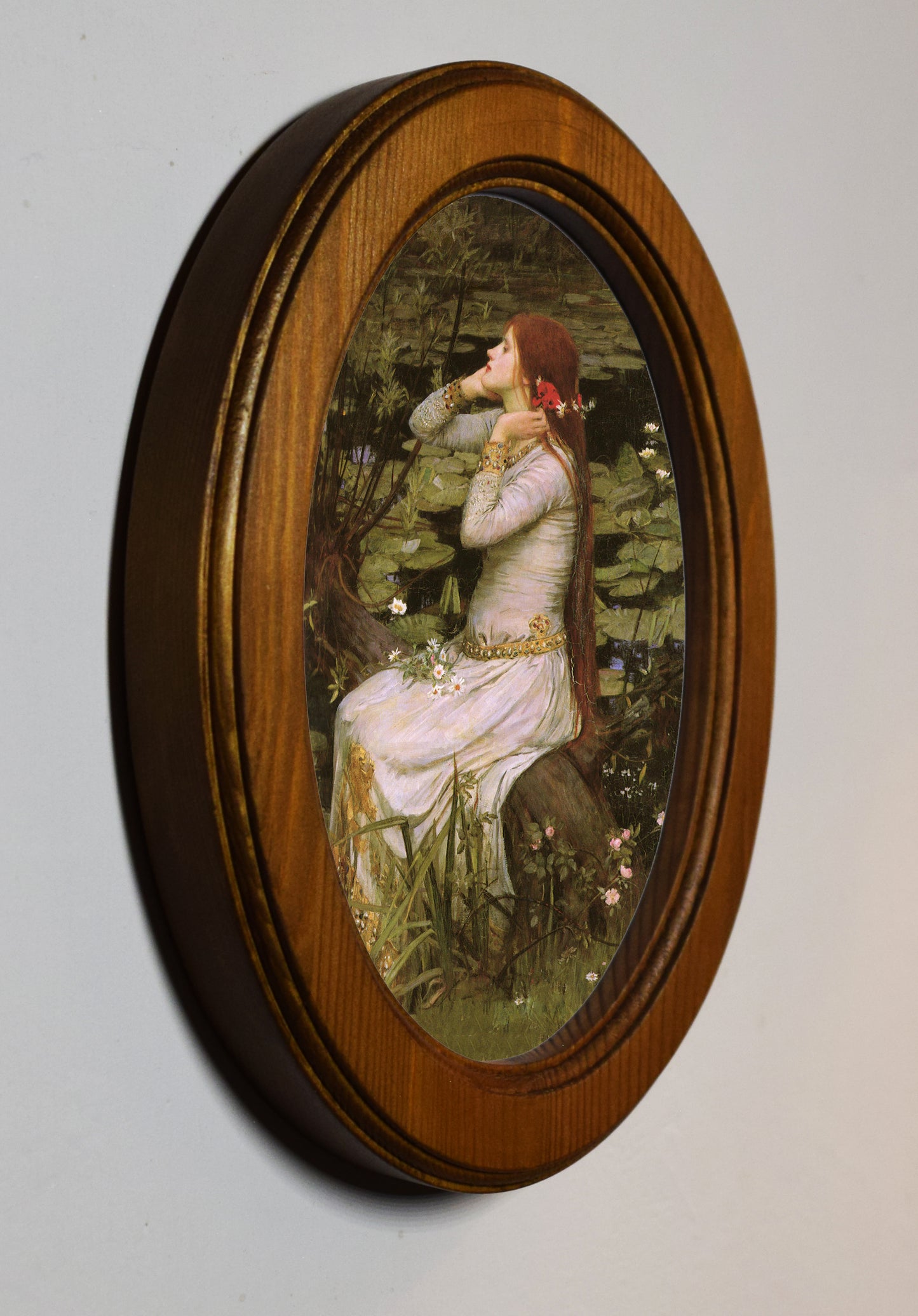 Ophelia John William Waterhouse 1894 4" x 6" Oval Wooden Framed Classic Art Print