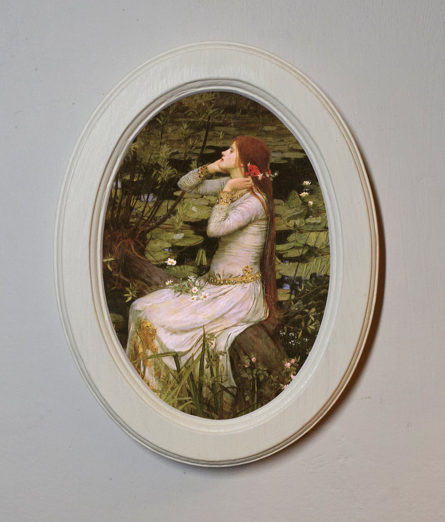 Ophelia John William Waterhouse 1894 4" x 6" Oval Wooden Framed Classic Art Print
