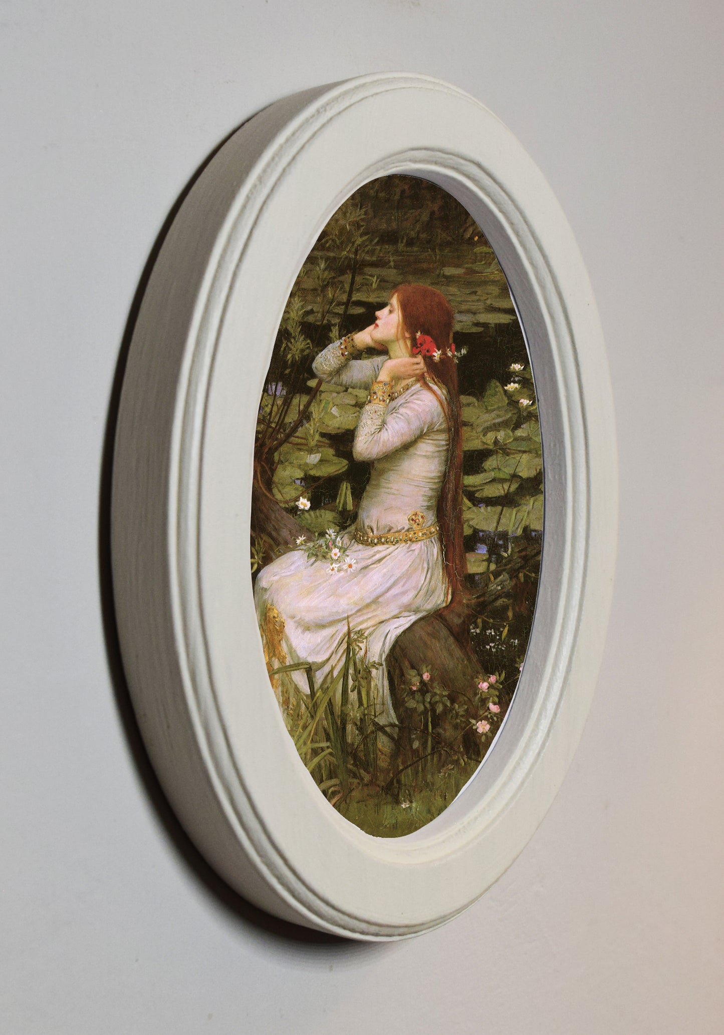 Ophelia John William Waterhouse 1894 4" x 6" Oval Wooden Framed Classic Art Print