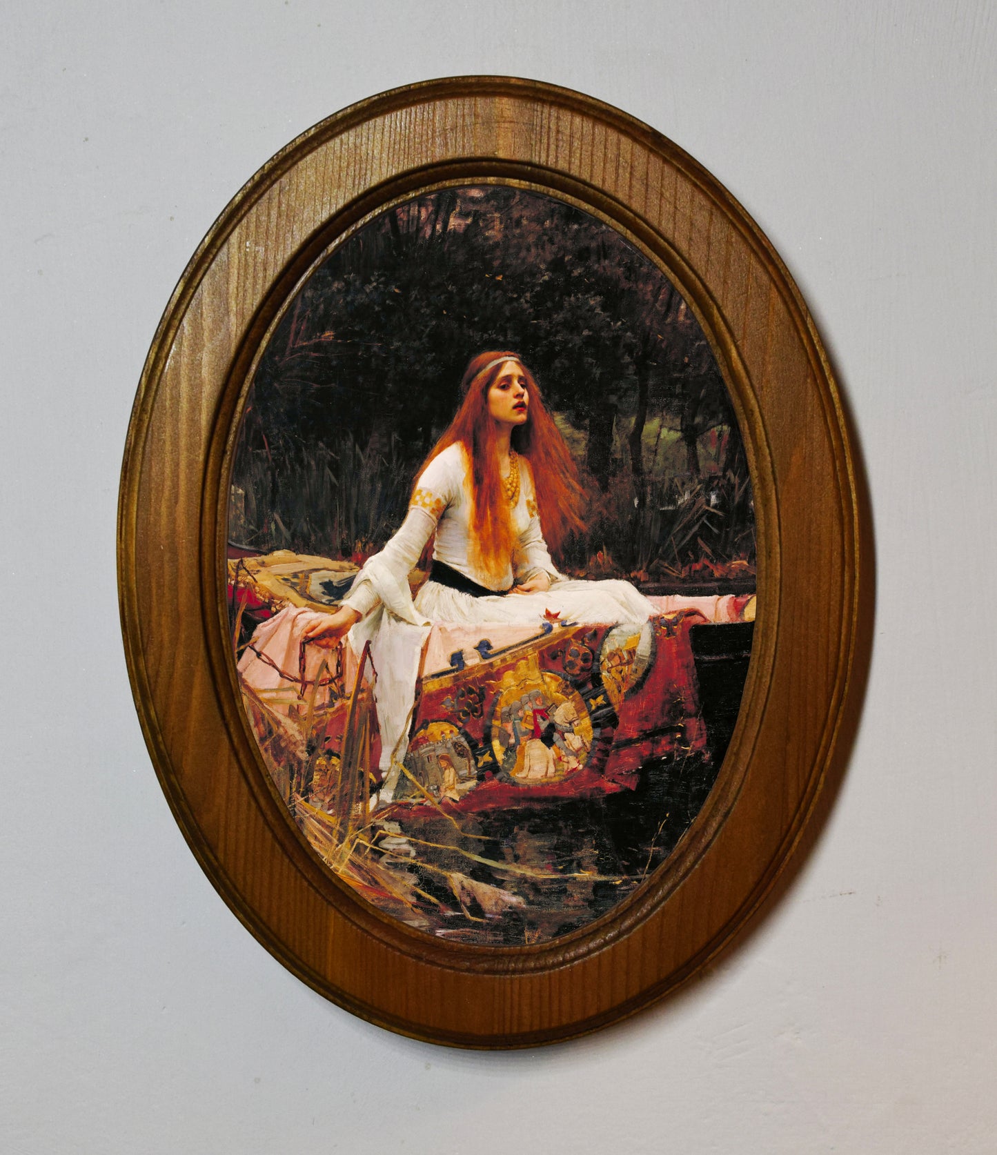 John William Waterhouse The Lady of Shalott 4" x 6" Oval Wooden Framed Classic Art Print