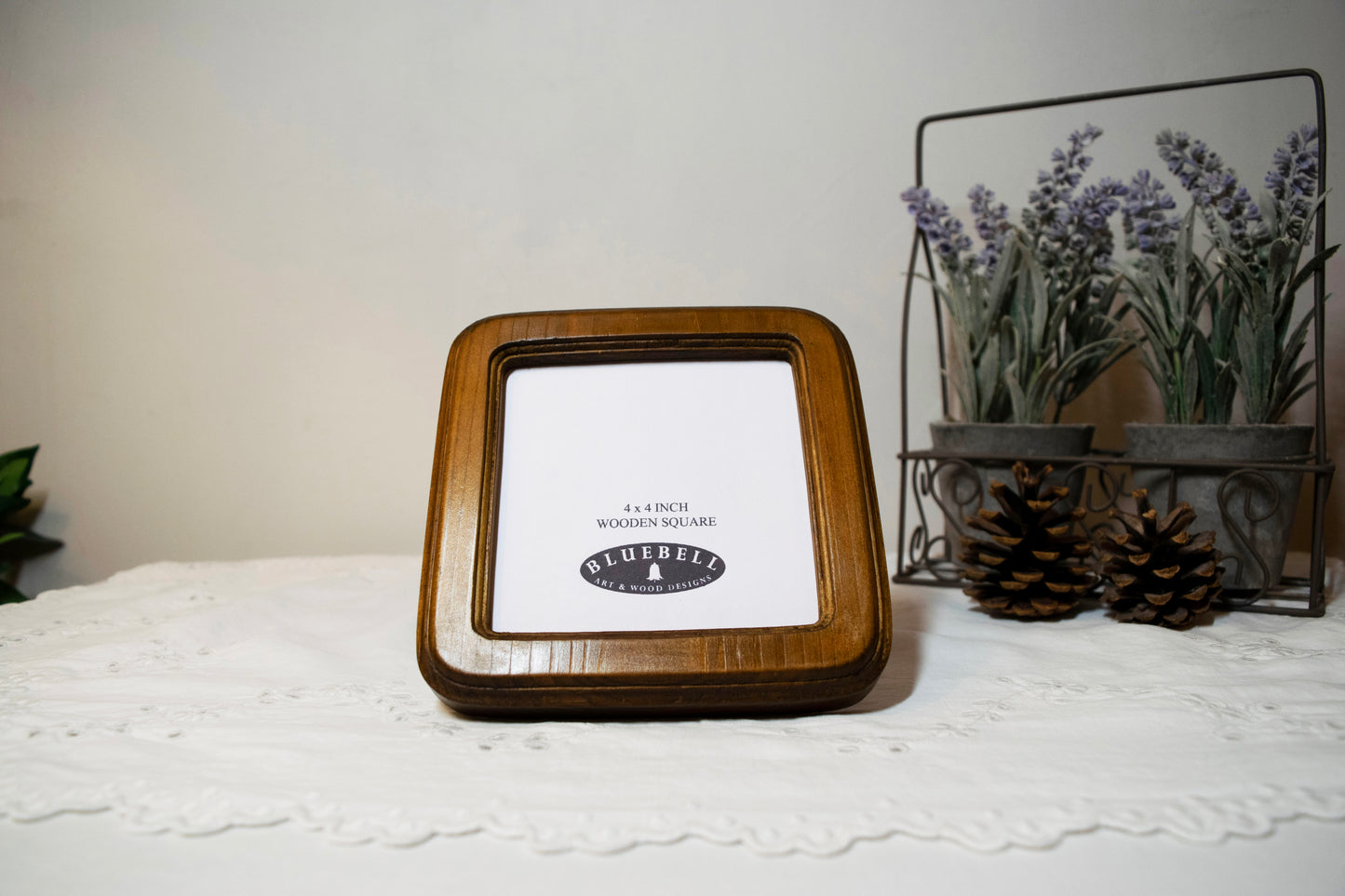 Light Oak 4" x 4" Square Handmade Wooden Photo Picture Frame
