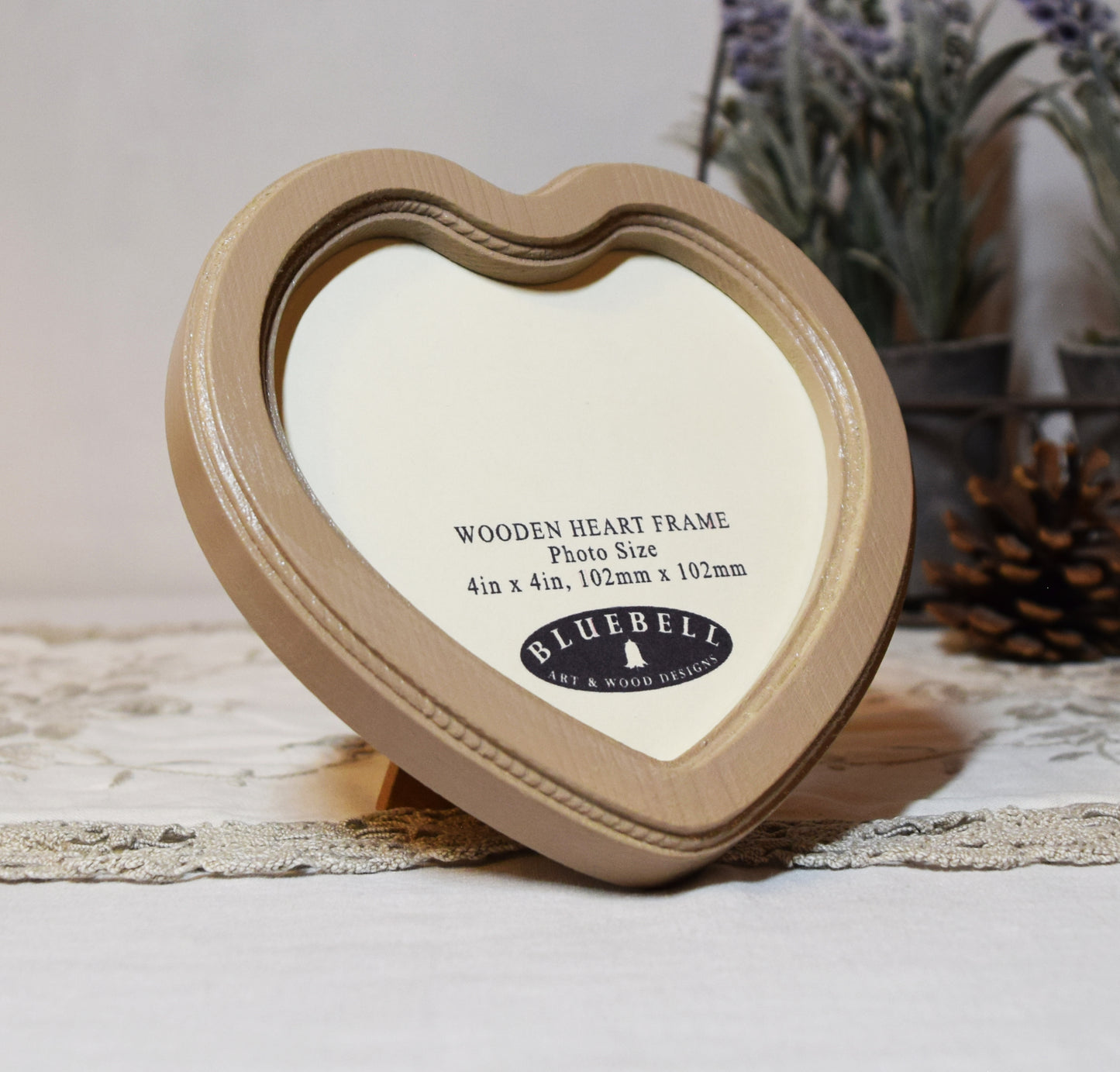 Latte 4" x 4" Heart Handmade Wooden Photo Picture Frame
