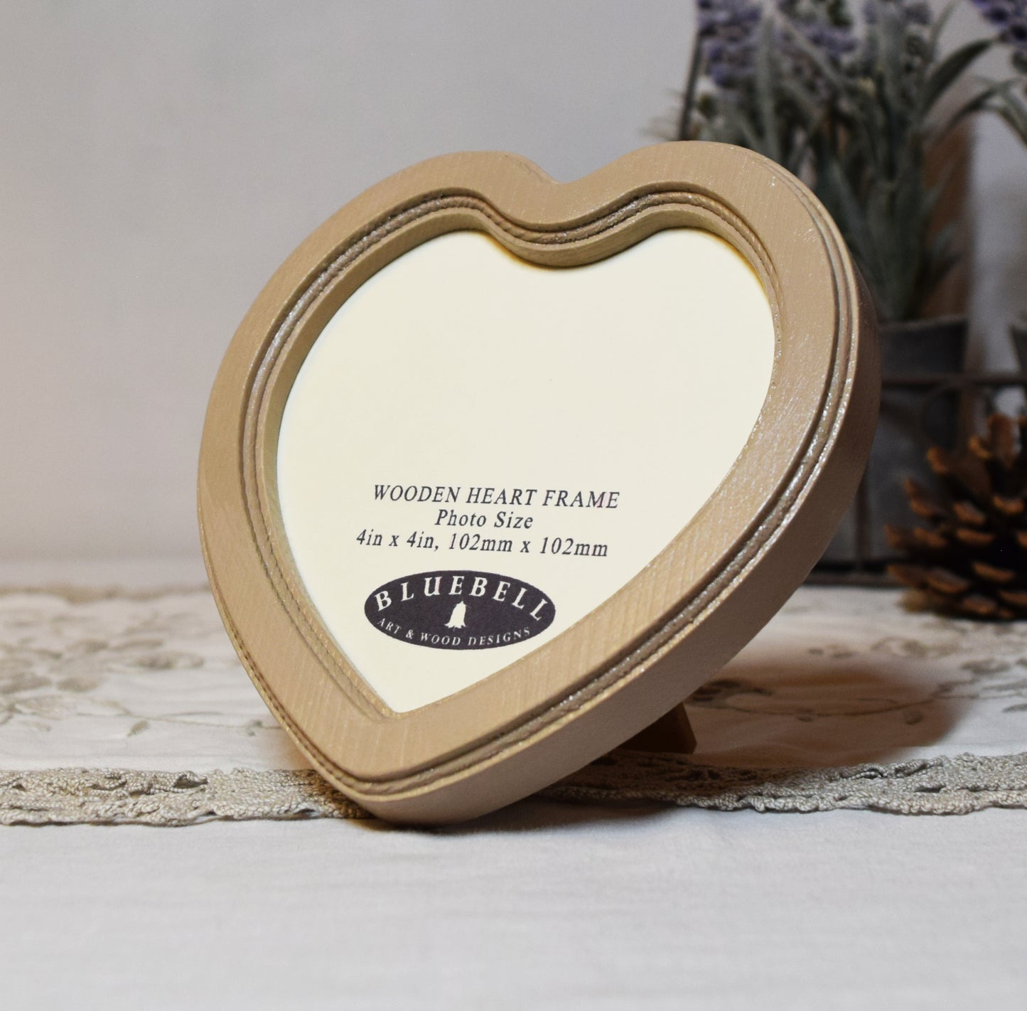 Latte 4" x 4" Heart Handmade Wooden Photo Picture Frame