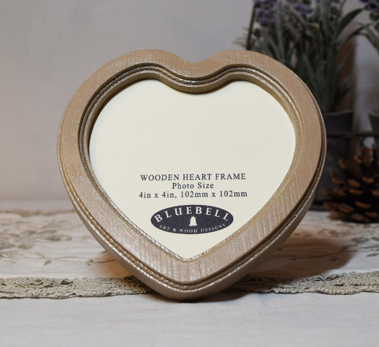 Latte 4" x 4" Heart Handmade Wooden Photo Picture Frame