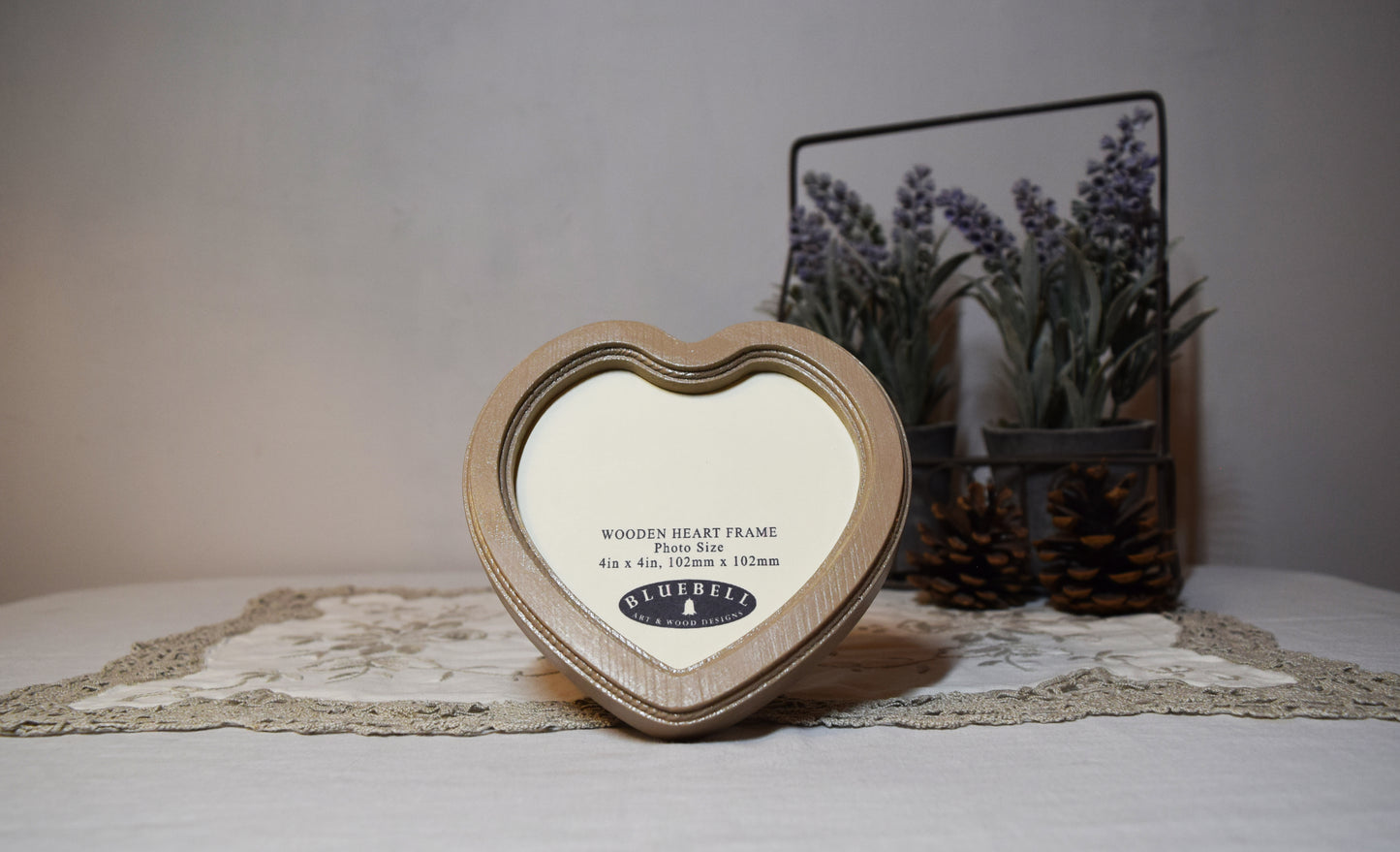 Latte 4" x 4" Heart Handmade Wooden Photo Picture Frame