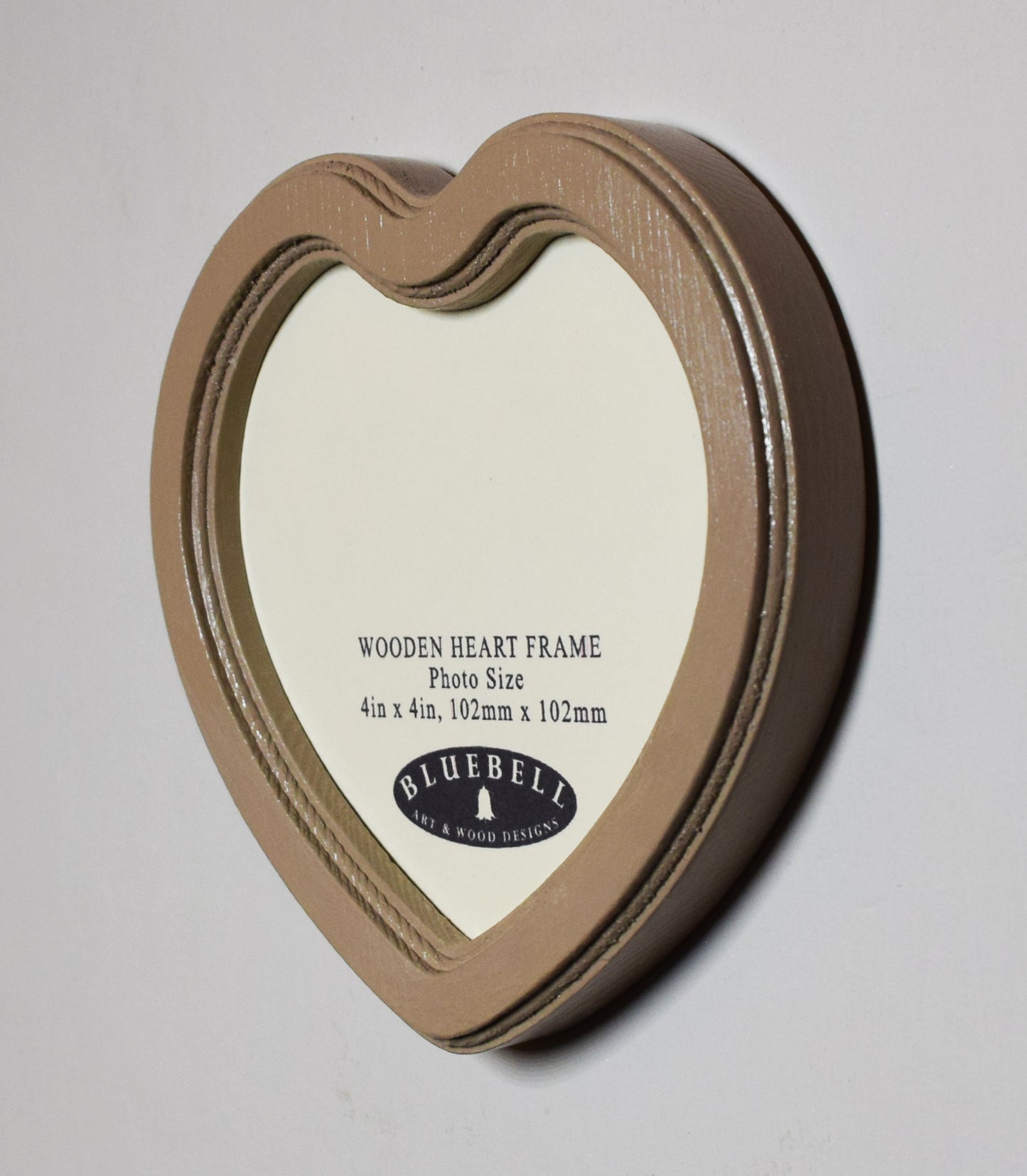 Latte 4" x 4" Heart Handmade Wooden Photo Picture Frame