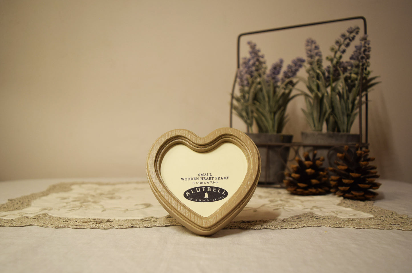 Latte 3" x 3" Heart Handmade Wooden Photo Picture Frame