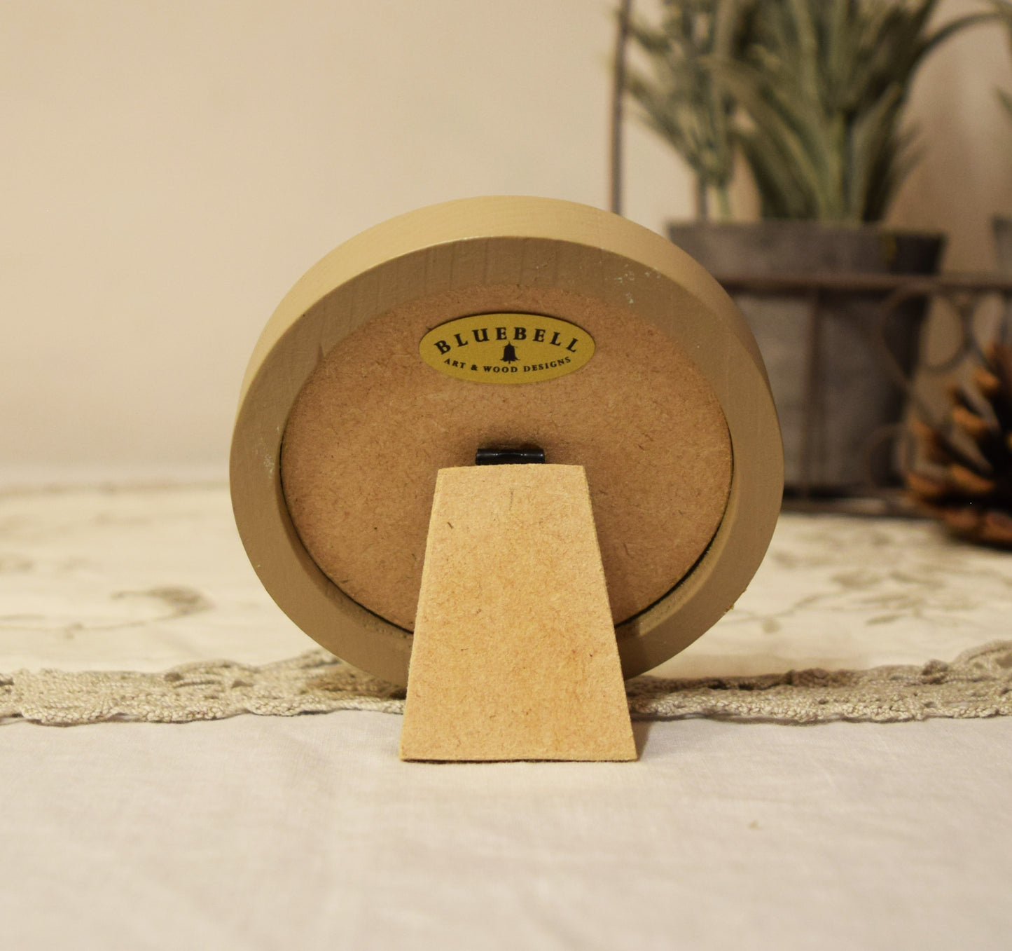 Latte 2.5" x 2.5" Round Handmade Wooden Photo Picture Frame