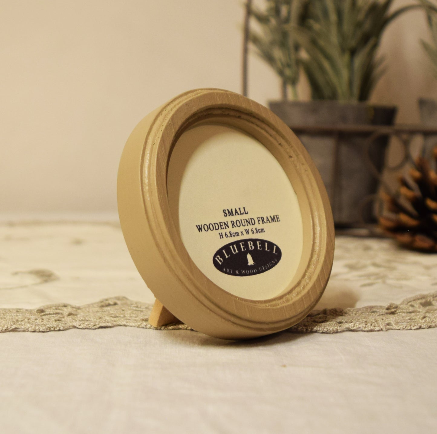 Latte 2.5" x 2.5" Round Handmade Wooden Photo Picture Frame