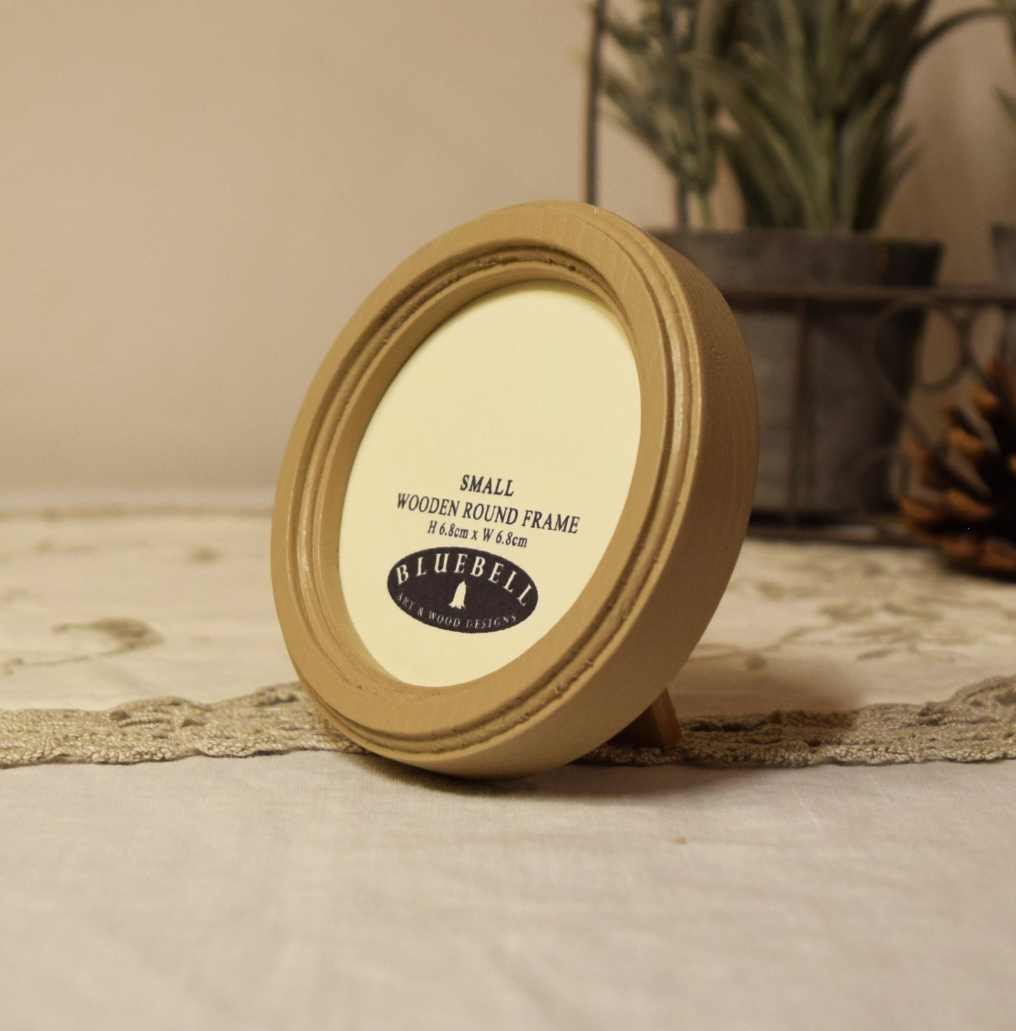 Latte 2.5" x 2.5" Round Handmade Wooden Photo Picture Frame