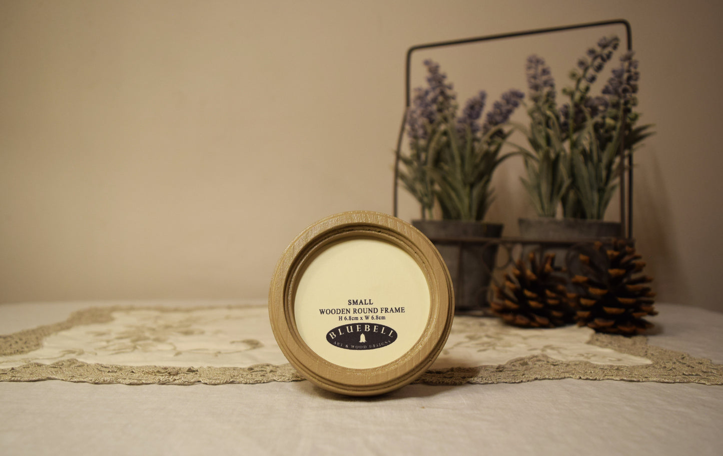 Latte 2.5" x 2.5" Round Handmade Wooden Photo Picture Frame