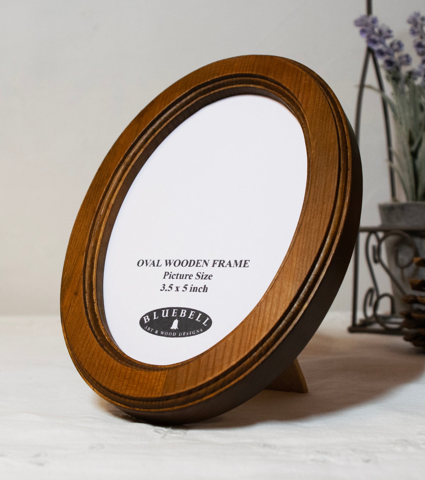 Light Oak 3.5" x 5" Oval Handmade Wooden Photo Picture Frame