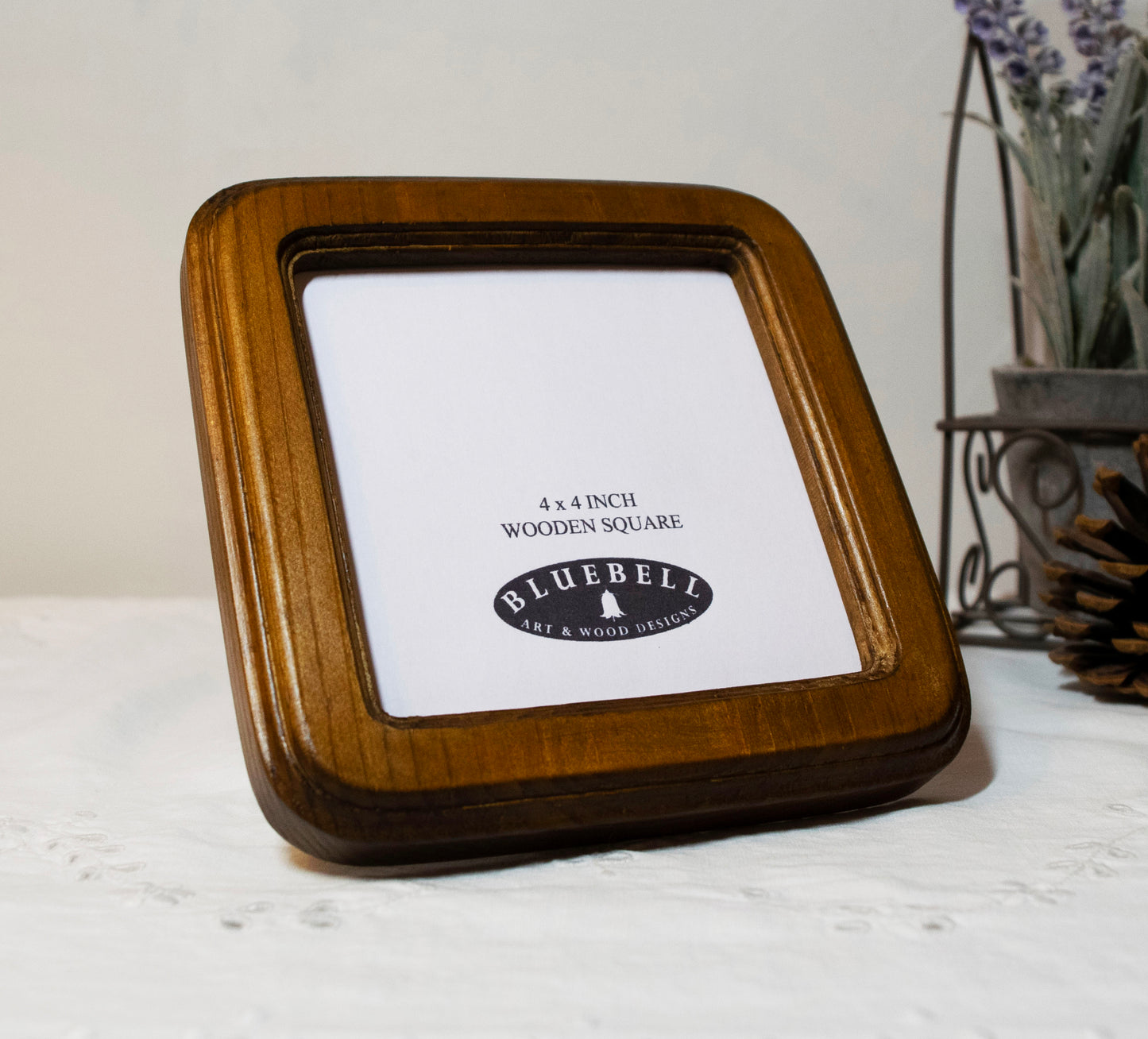 Light Oak 4" x 4" Square Handmade Wooden Photo Picture Frame