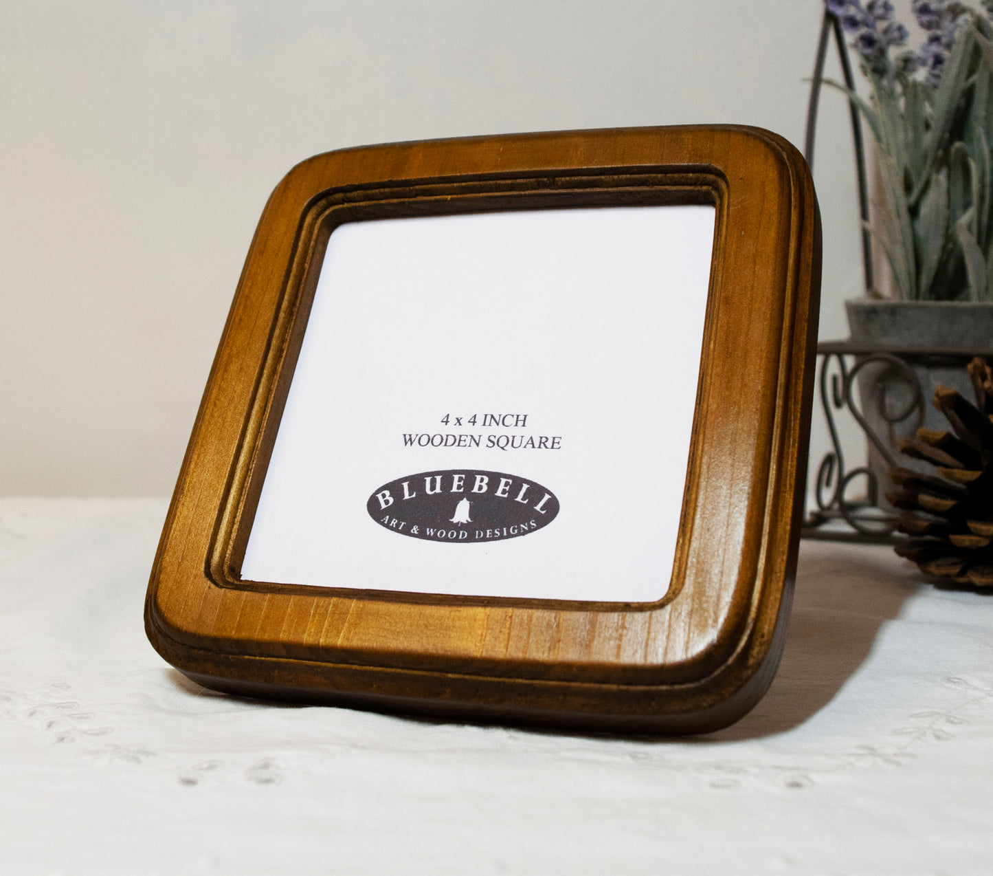 Light Oak 4" x 4" Square Handmade Wooden Photo Picture Frame
