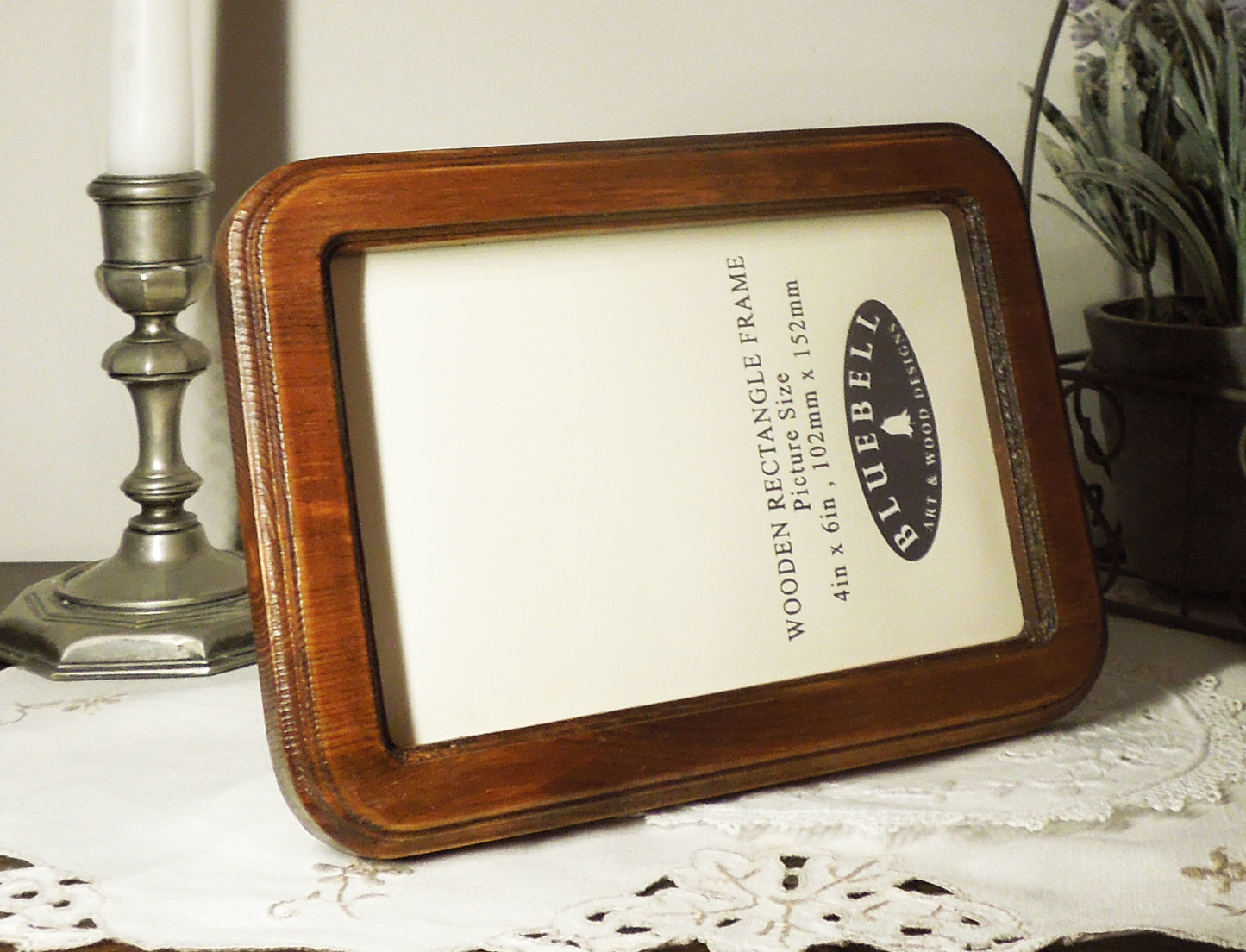 Light Oak 4" x 6" Rectangle Roman Edged Handmade Wooden Photo Picture Frame