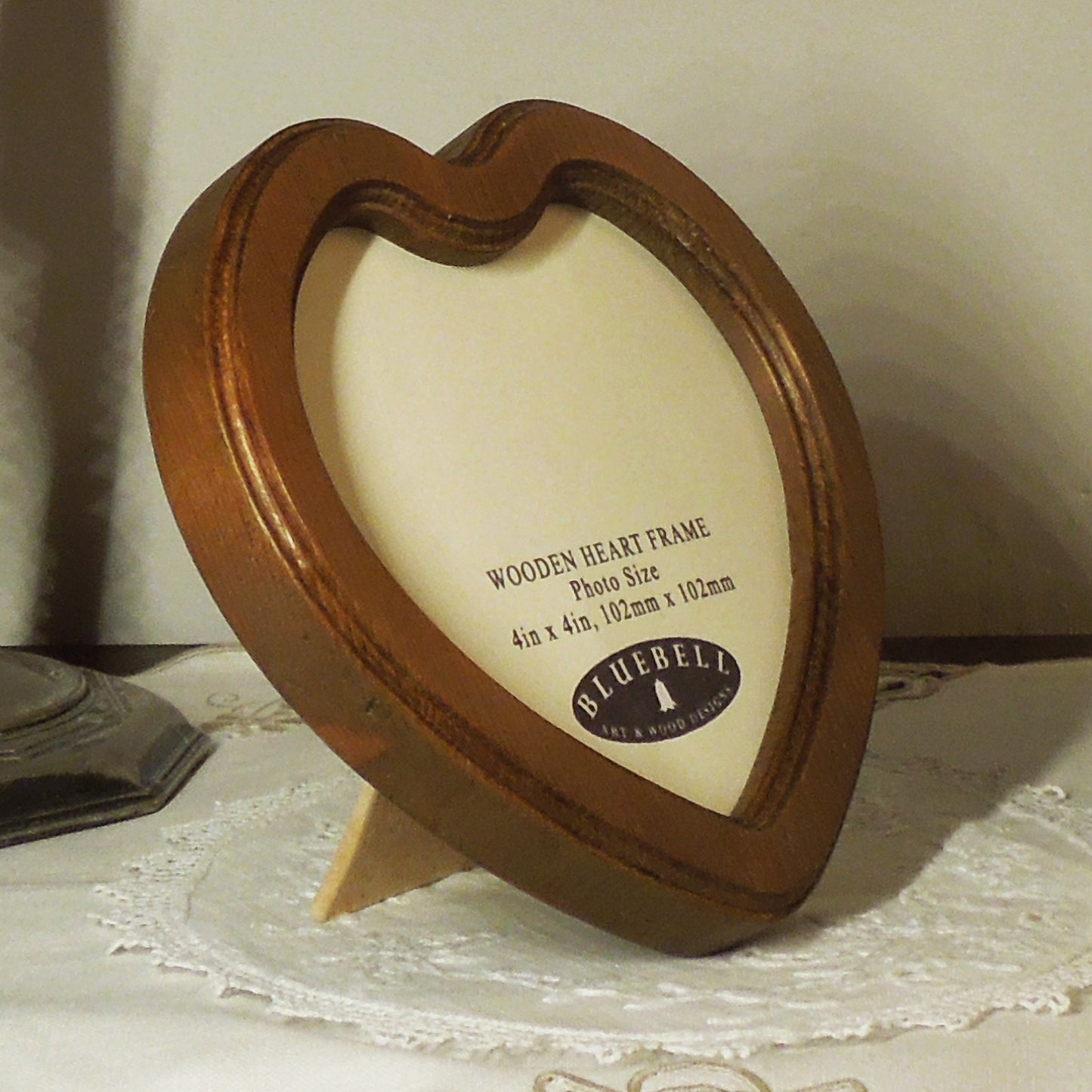 Light Oak 4" x 4" Heart Handmade Wooden Photo Picture Frame