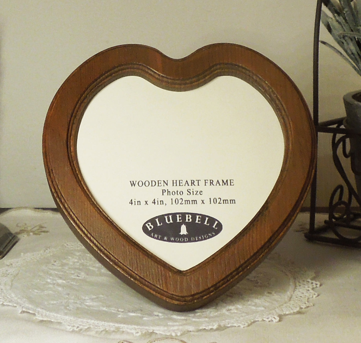 Light Oak 4" x 4" Heart Handmade Wooden Photo Picture Frame