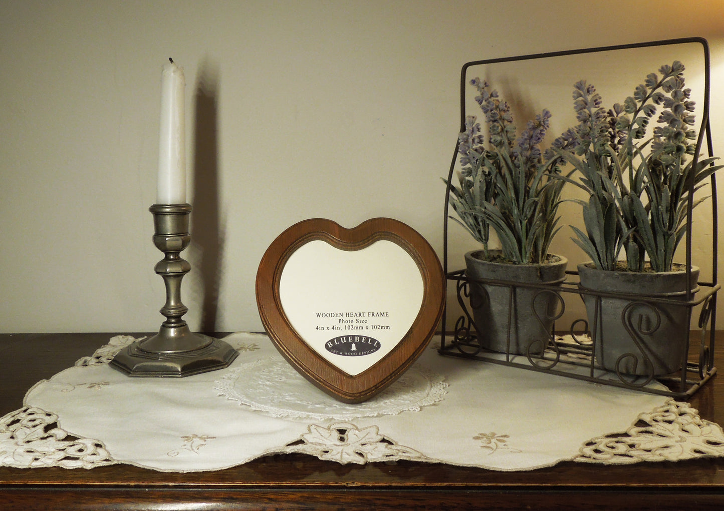 Light Oak 4" x 4" Heart Handmade Wooden Photo Picture Frame