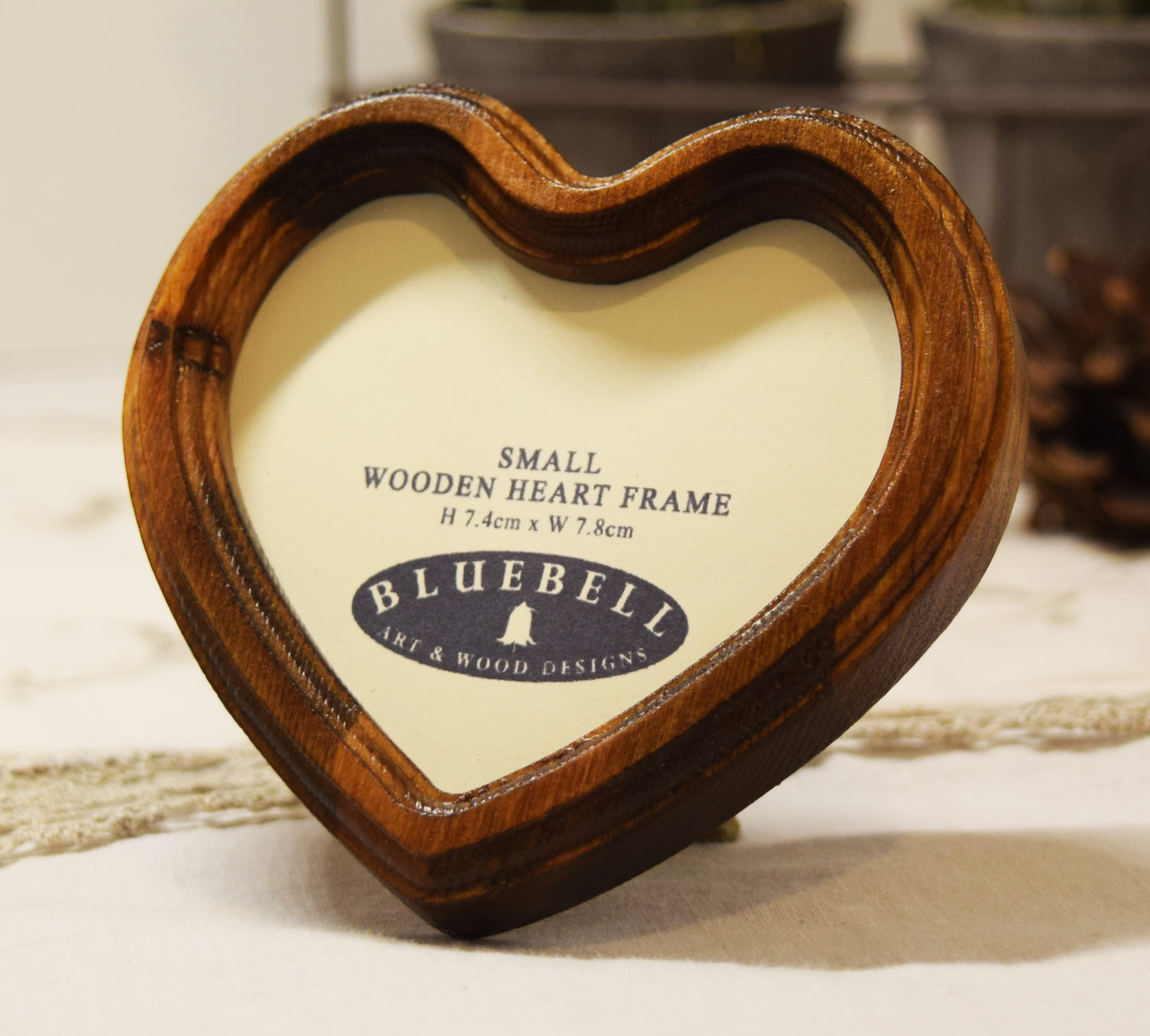 Light Oak 3" x 3" Heart Handmade Wooden Photo Picture Frame