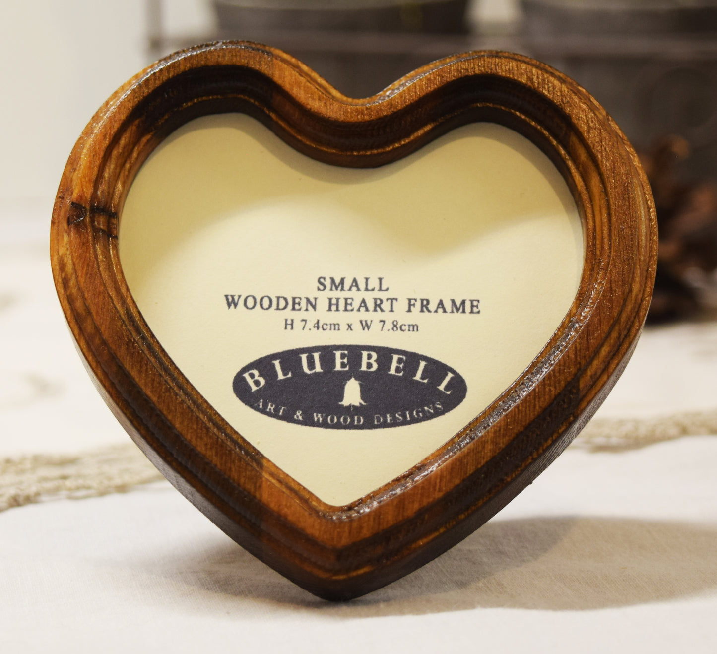 Light Oak 3" x 3" Heart Handmade Wooden Photo Picture Frame