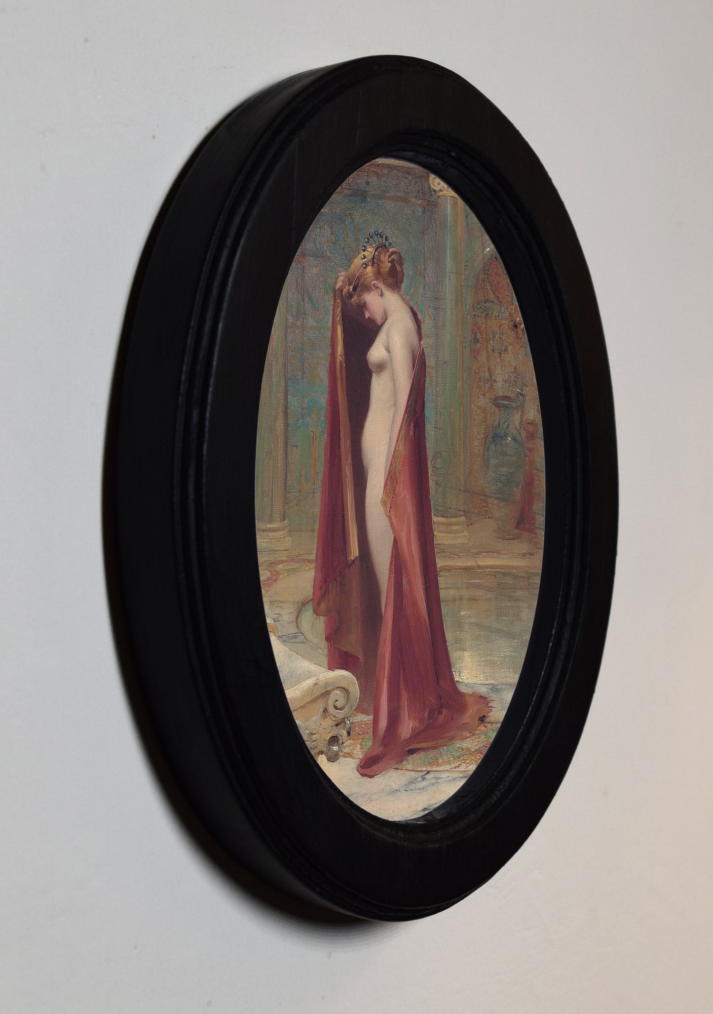 Luis Ricardo Falero A Beauty 4" x 6" Oval Wooden Framed Classic Art Print