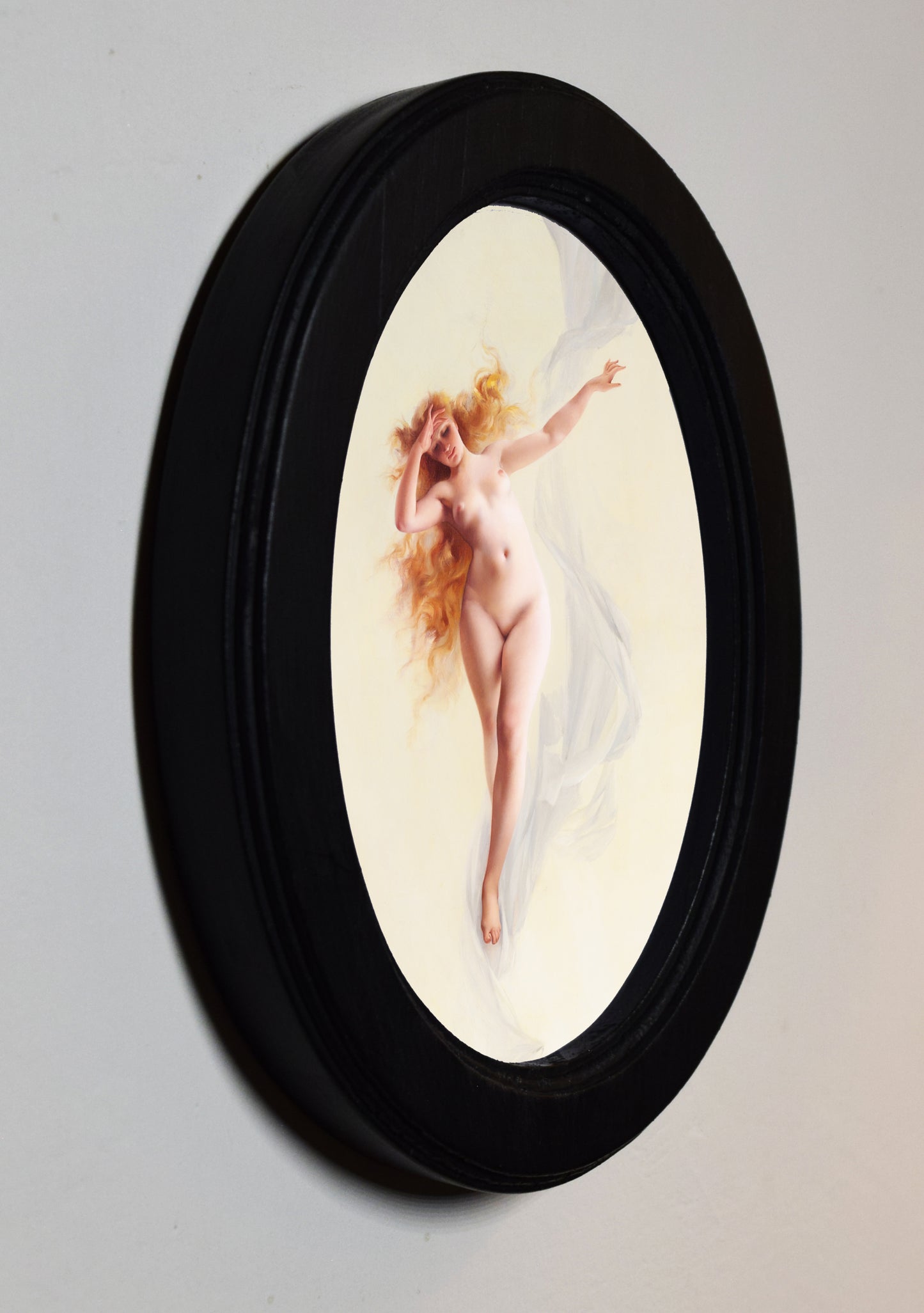 Luis Ricardo Falero Dawn 4" x 6" Oval Wooden Framed Classic Art Print