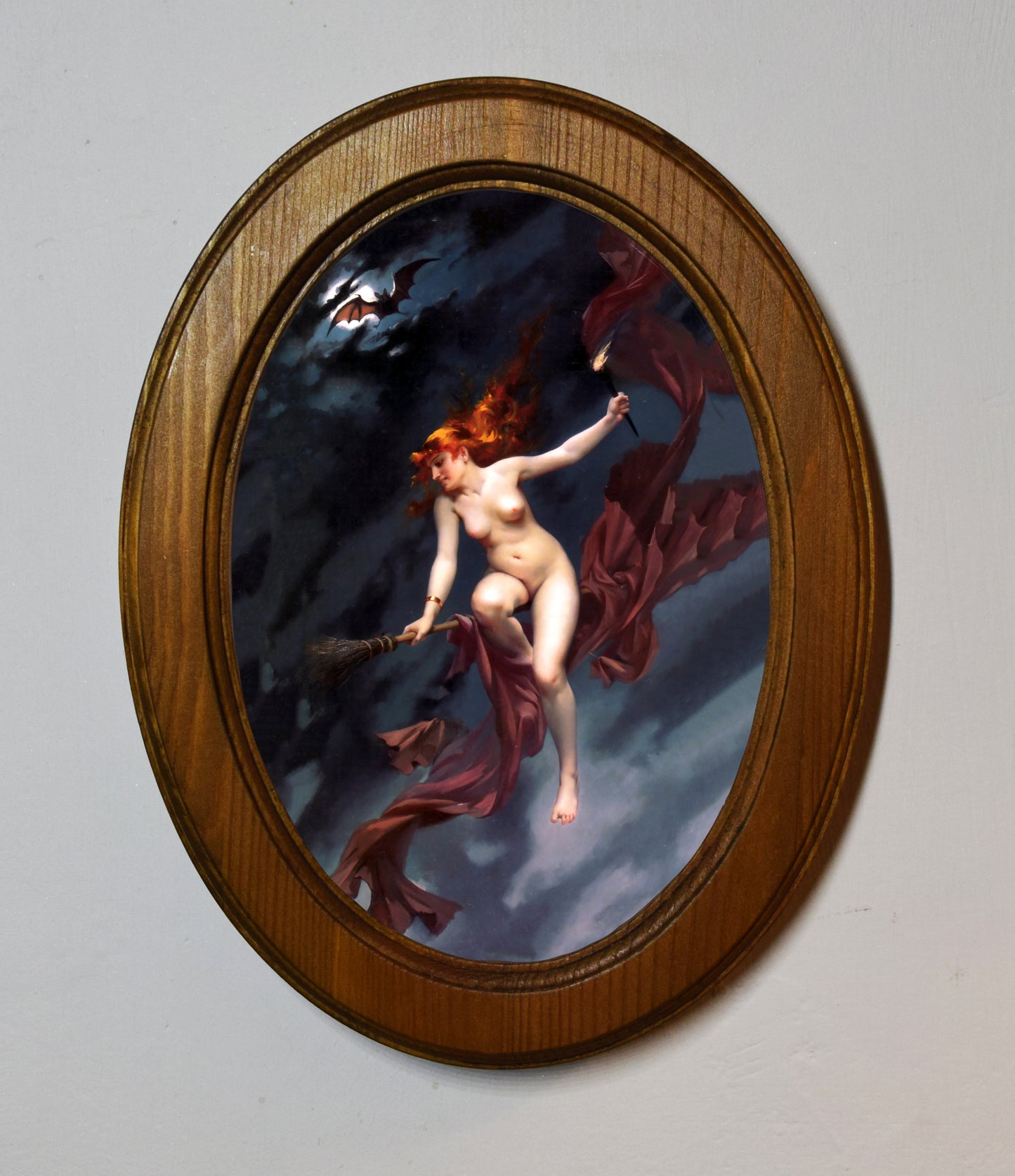 Luis Ricardo Falero The Witches Sabbath 1880 4" x 6" Oval Wooden Framed Classic Art Print