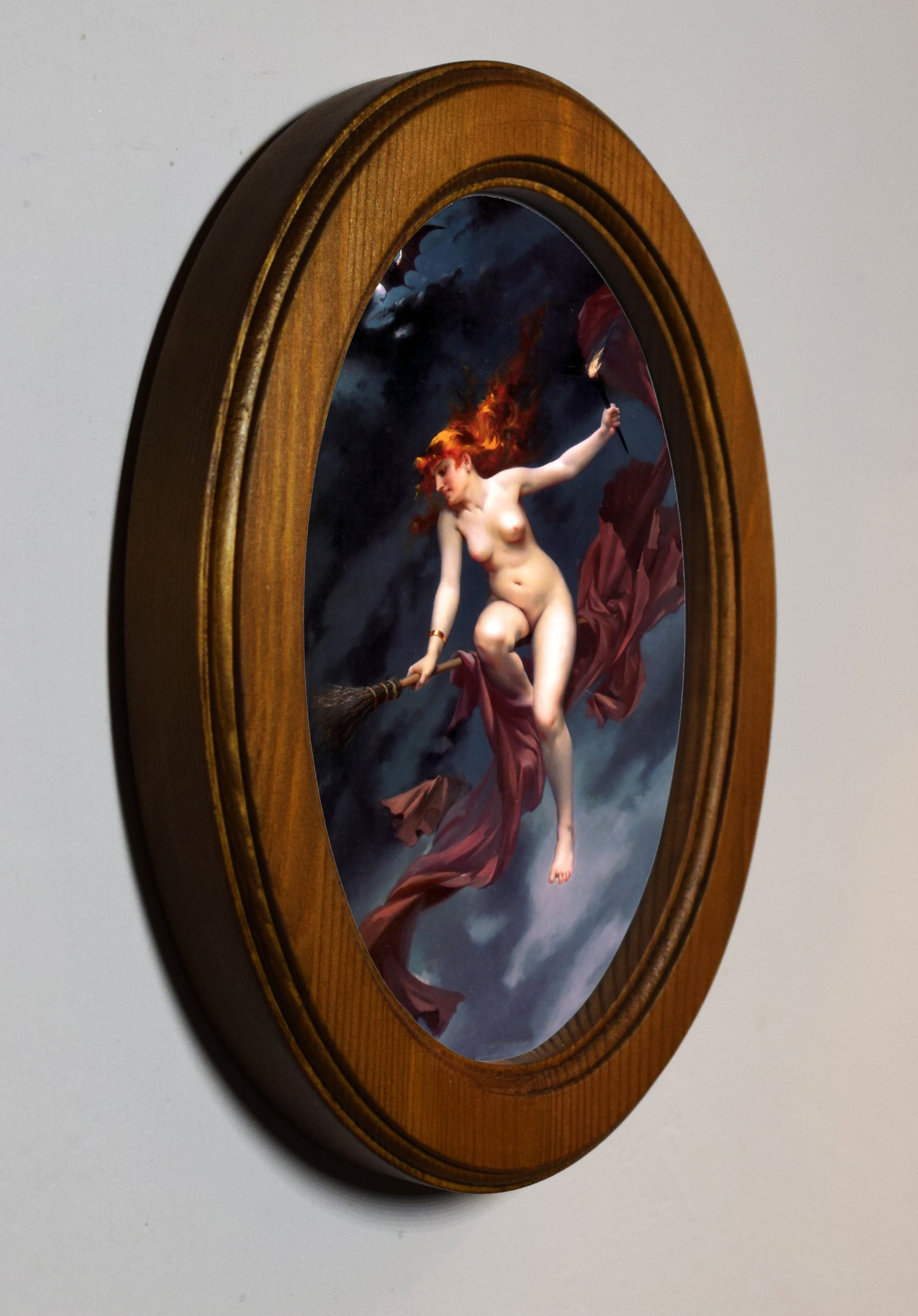 Luis Ricardo Falero The Witches Sabbath 1880 4" x 6" Oval Wooden Framed Classic Art Print