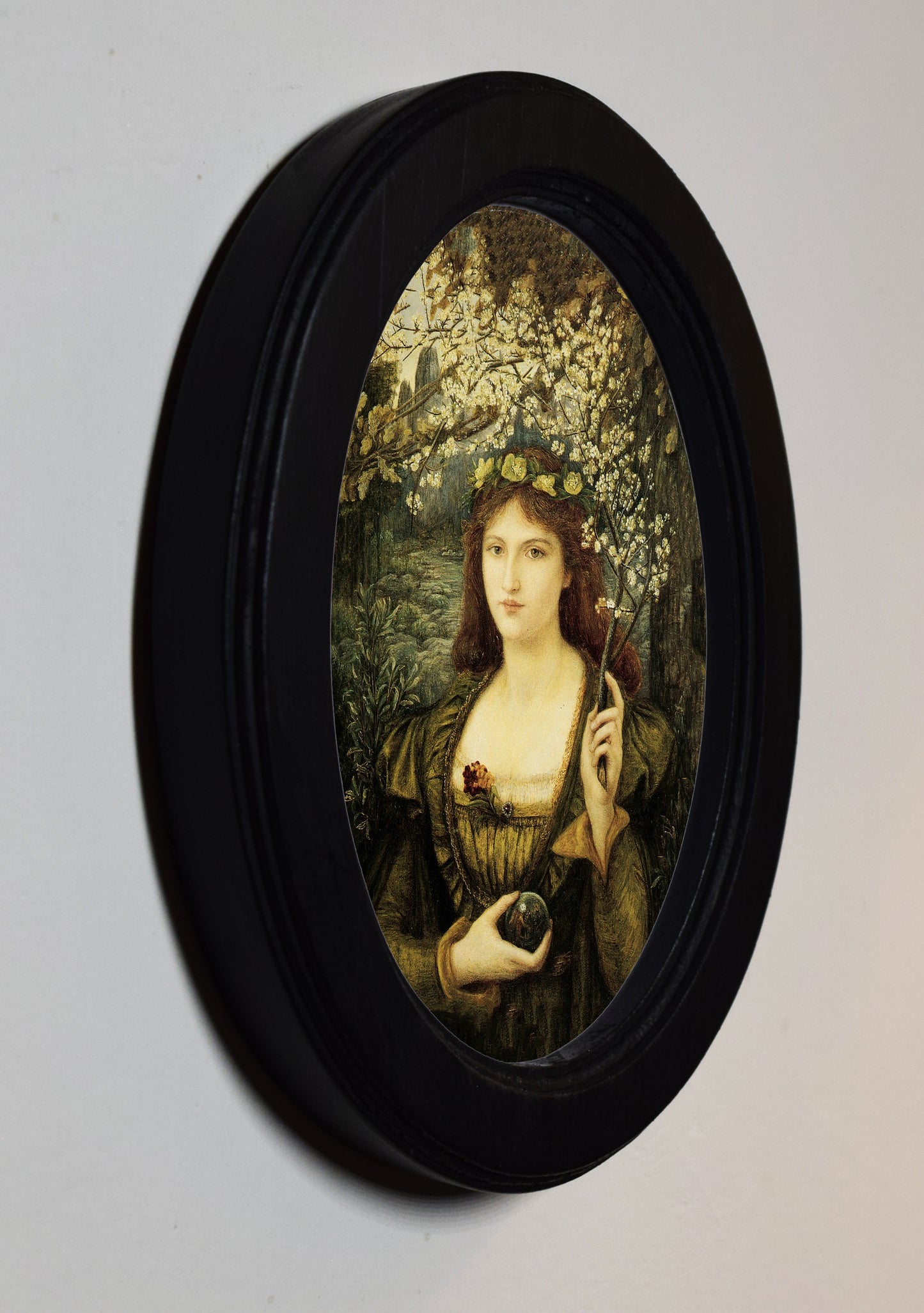 Madonna Pietra degli Scrovigni by Marie Spartali Stillman 1884 4" x 6" Oval Wooden Framed Classic Art Print