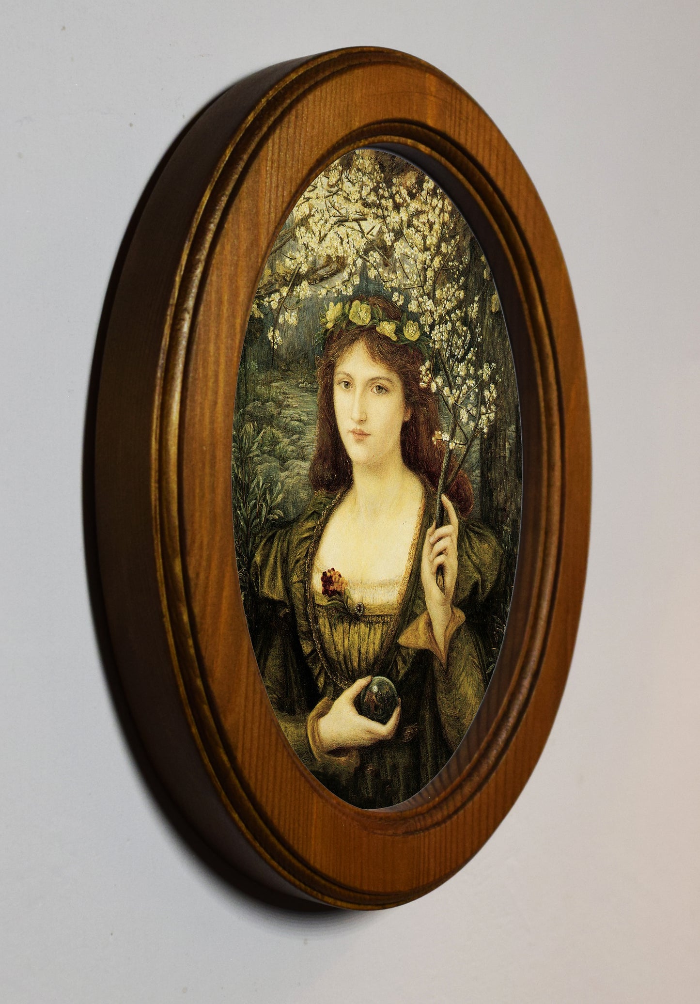 Madonna Pietra degli Scrovigni by Marie Spartali Stillman 1884 4" x 6" Oval Wooden Framed Classic Art Print