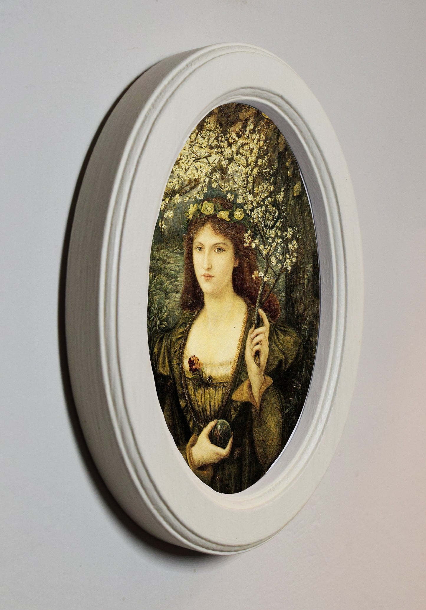 Madonna Pietra degli Scrovigni by Marie Spartali Stillman 1884 4" x 6" Oval Wooden Framed Classic Art Print