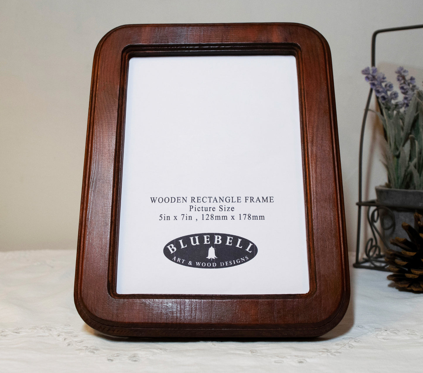 Mahogany 5" x 7" Rectangle Roman Edged Handmade Wooden Photo Picture Frame