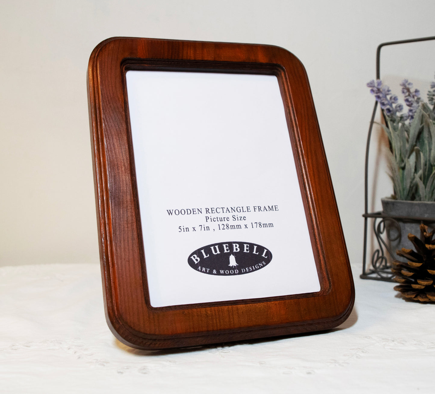Mahogany 5" x 7" Rectangle Roman Edged Handmade Wooden Photo Picture Frame
