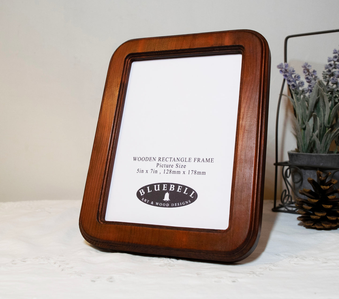 Mahogany 5" x 7" Rectangle Roman Edged Handmade Wooden Photo Picture Frame