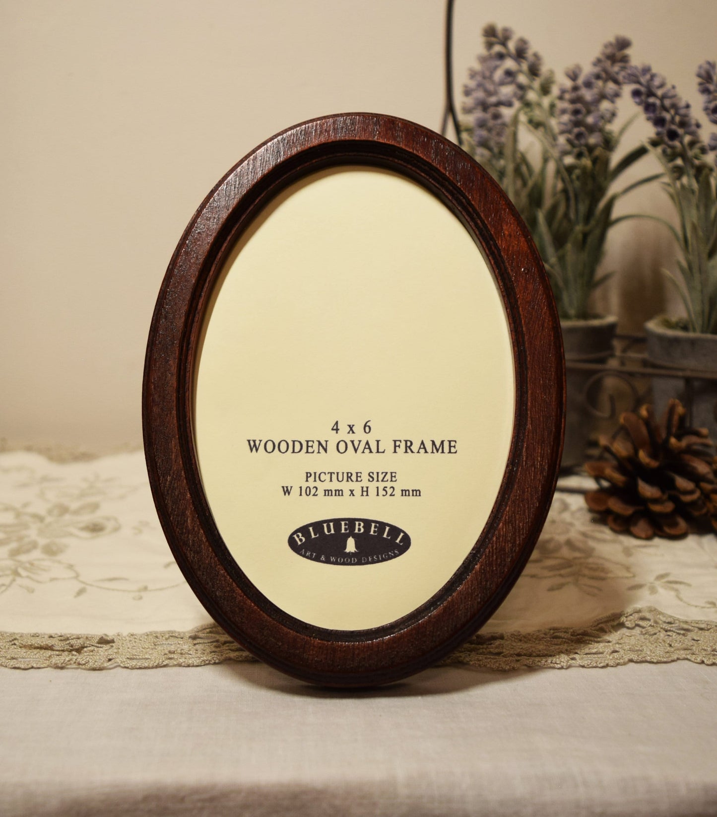 Mahogany 4" x 6" Oval Handmade Wooden Photo Picture Frame