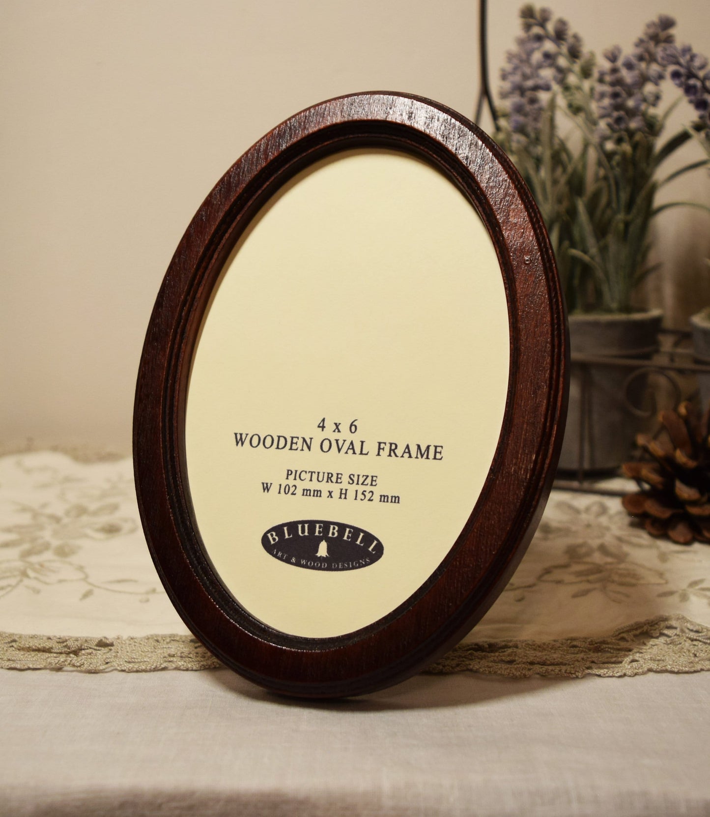 Mahogany 4" x 6" Oval Handmade Wooden Photo Picture Frame