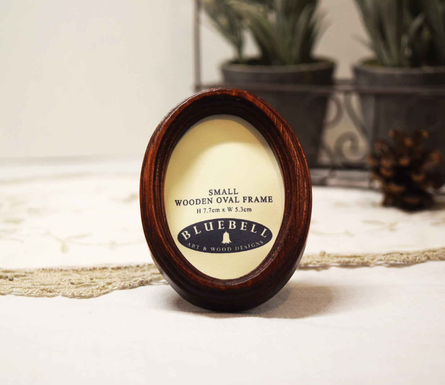 Mahogany 2" x 3" Oval Handmade Wooden Photo Picture Frame