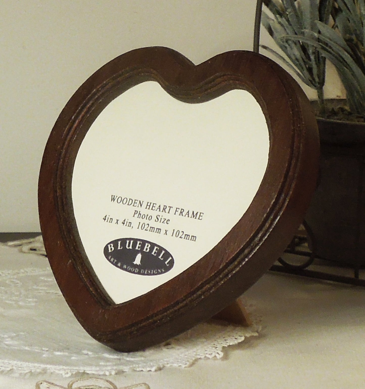 Mahogany 4" x 4" Heart Handmade Wooden Photo Picture Frame