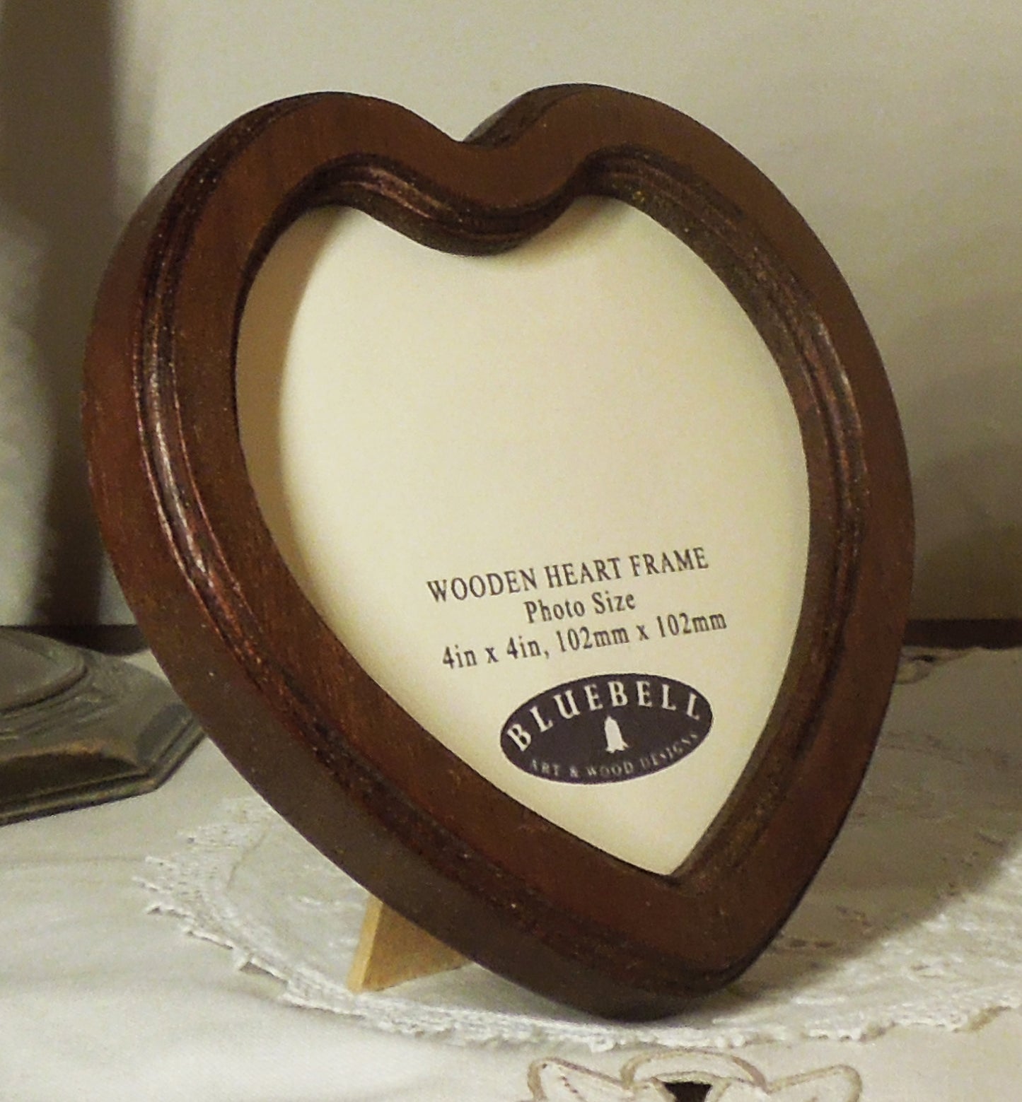 Mahogany 4" x 4" Heart Handmade Wooden Photo Picture Frame