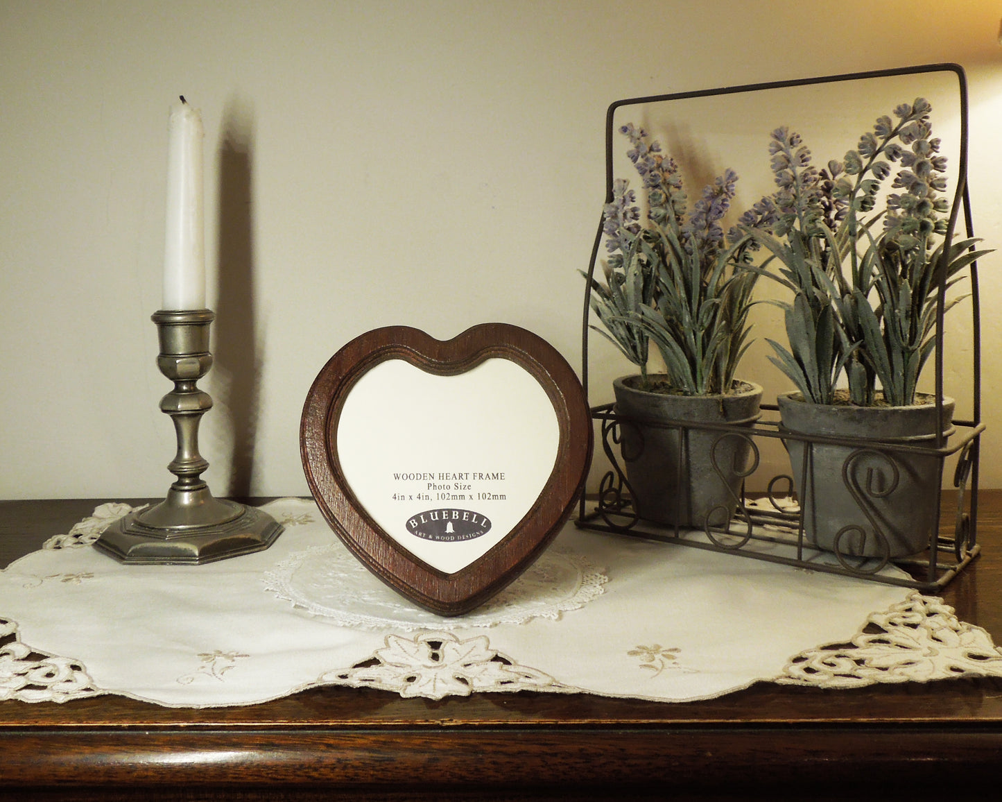 Mahogany 4" x 4" Heart Handmade Wooden Photo Picture Frame