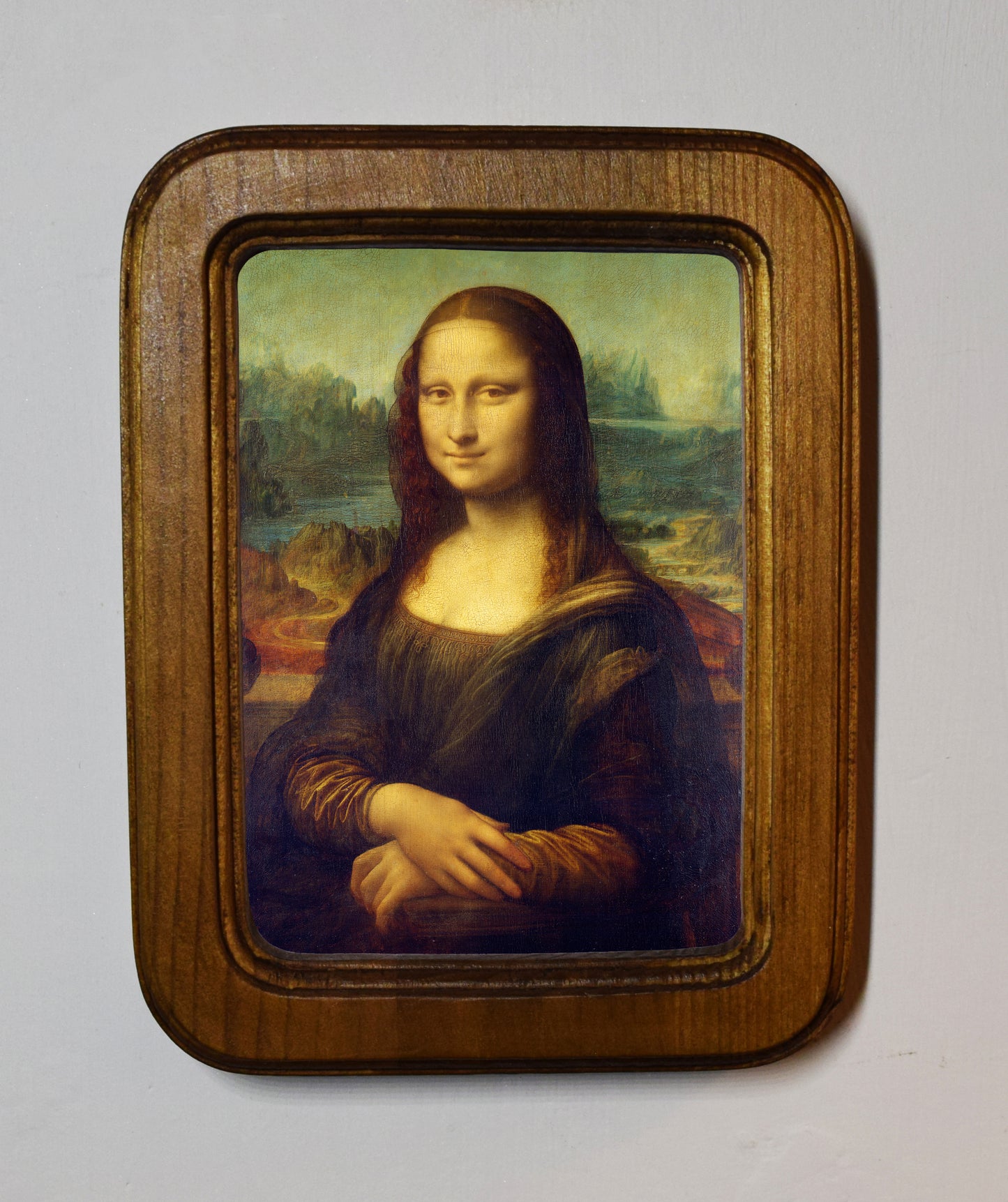 Mona Lisa Leonardo da Vinci 1503–1506 4" x 6" Rectangle Roman Edged Wooden Framed Classic Art Print