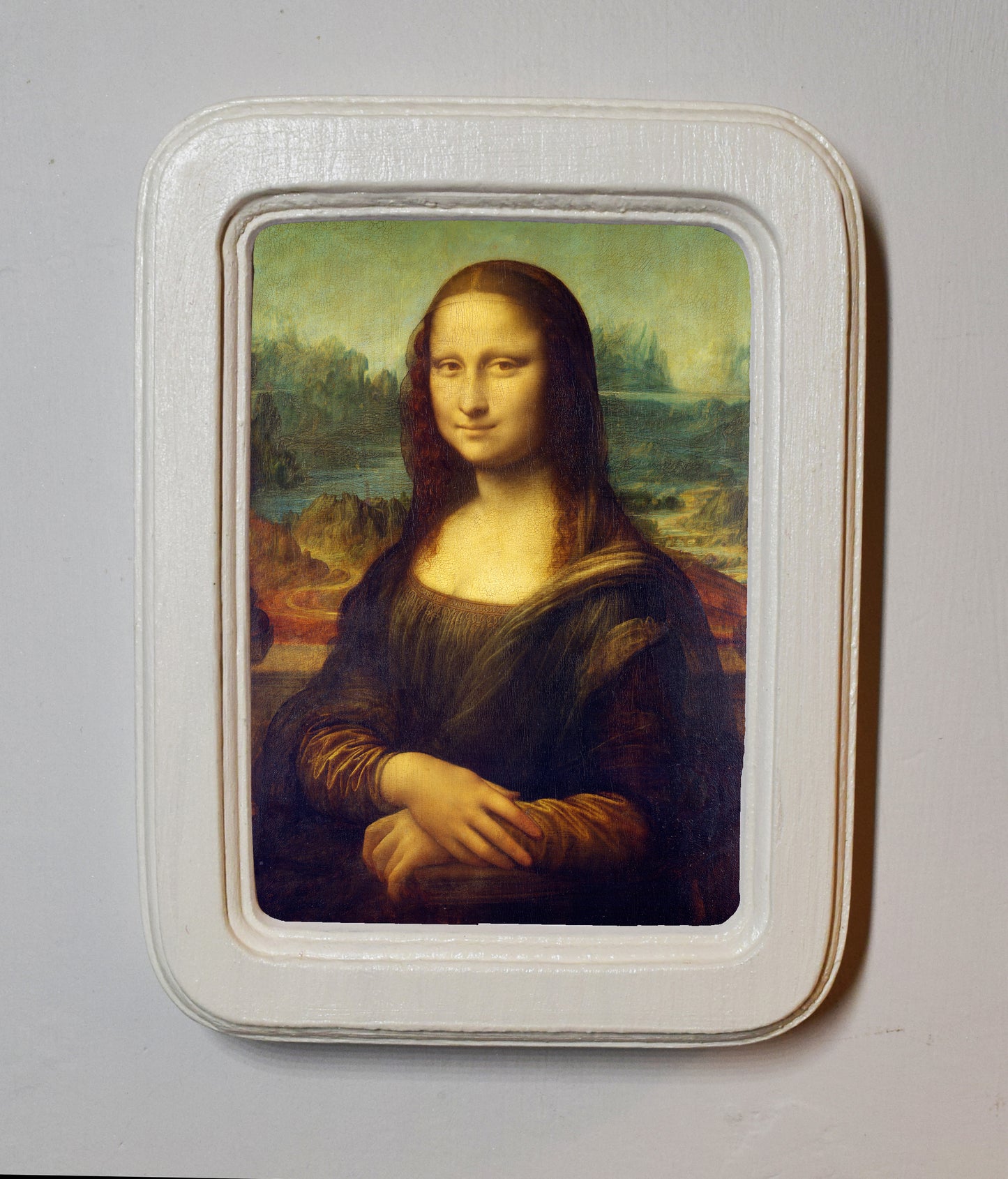 Mona Lisa Leonardo da Vinci 1503–1506 4" x 6" Rectangle Roman Edged Wooden Framed Classic Art Print